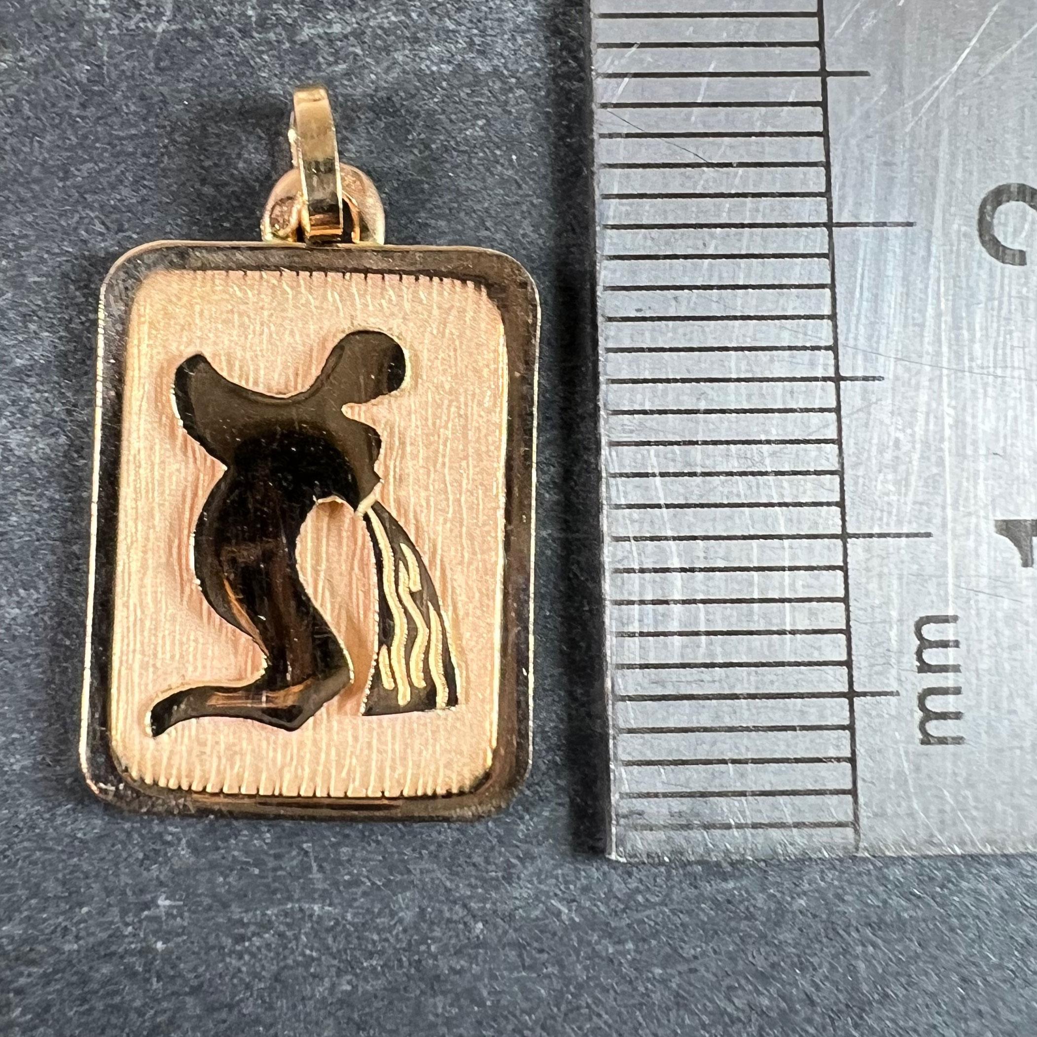 Pendentif médaille à breloques en or jaune 18K signe du Verseau Zodiac en vente 5