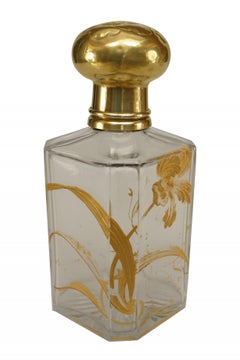 French Ar Nouveau Gilt Crystal Perfume Bottle