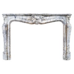 French Arabescato Marble Rococo Fireplace