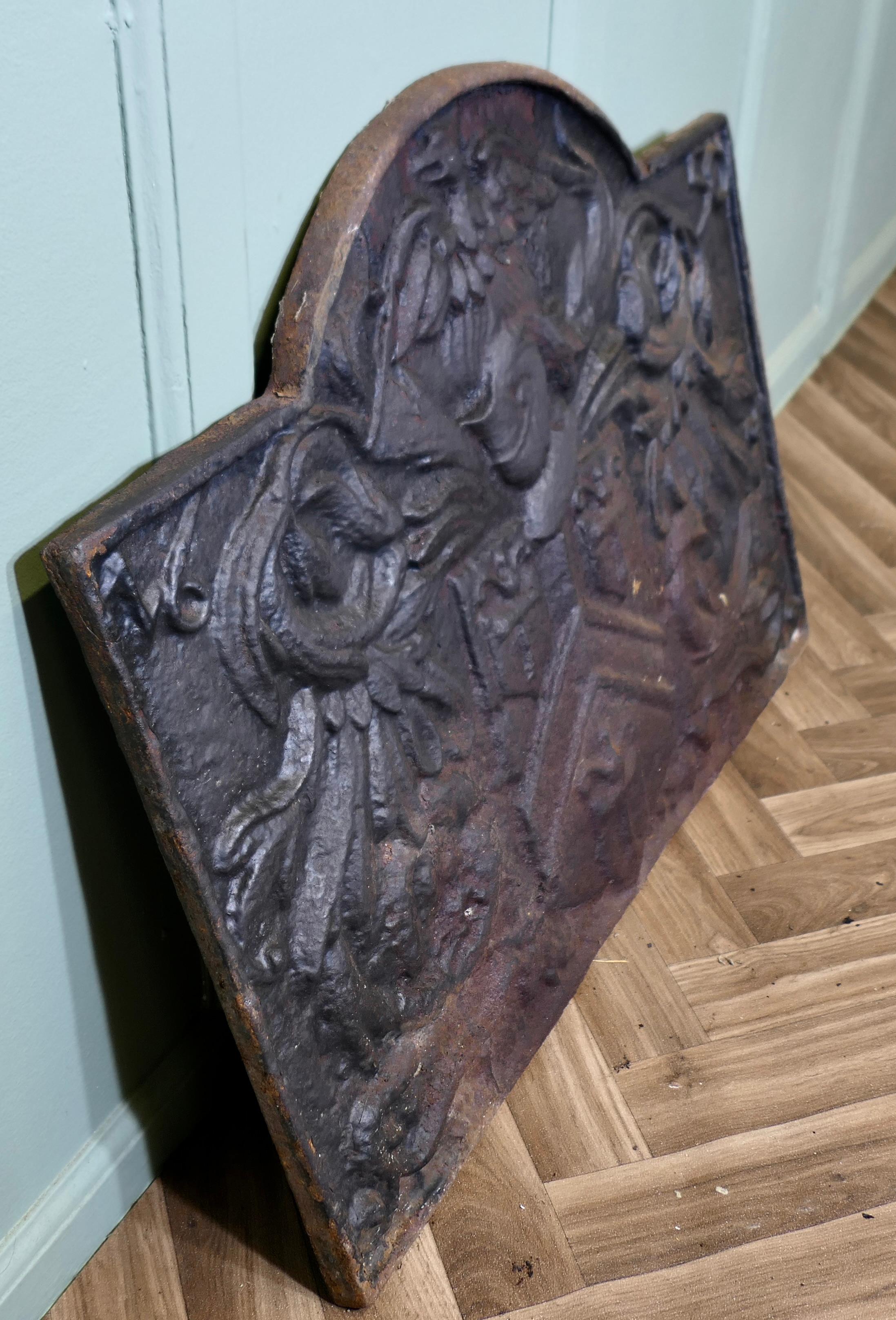 French Arch Top Fire Back. Armour and Eagle For Sale 1