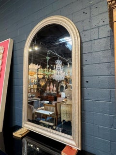 French Arch Top Silver Louis Philippe Mirrors with Geometric Pattern