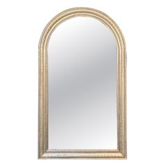 French Arch Top Silver Louis Philippe Mirrors with Geometric Pattern