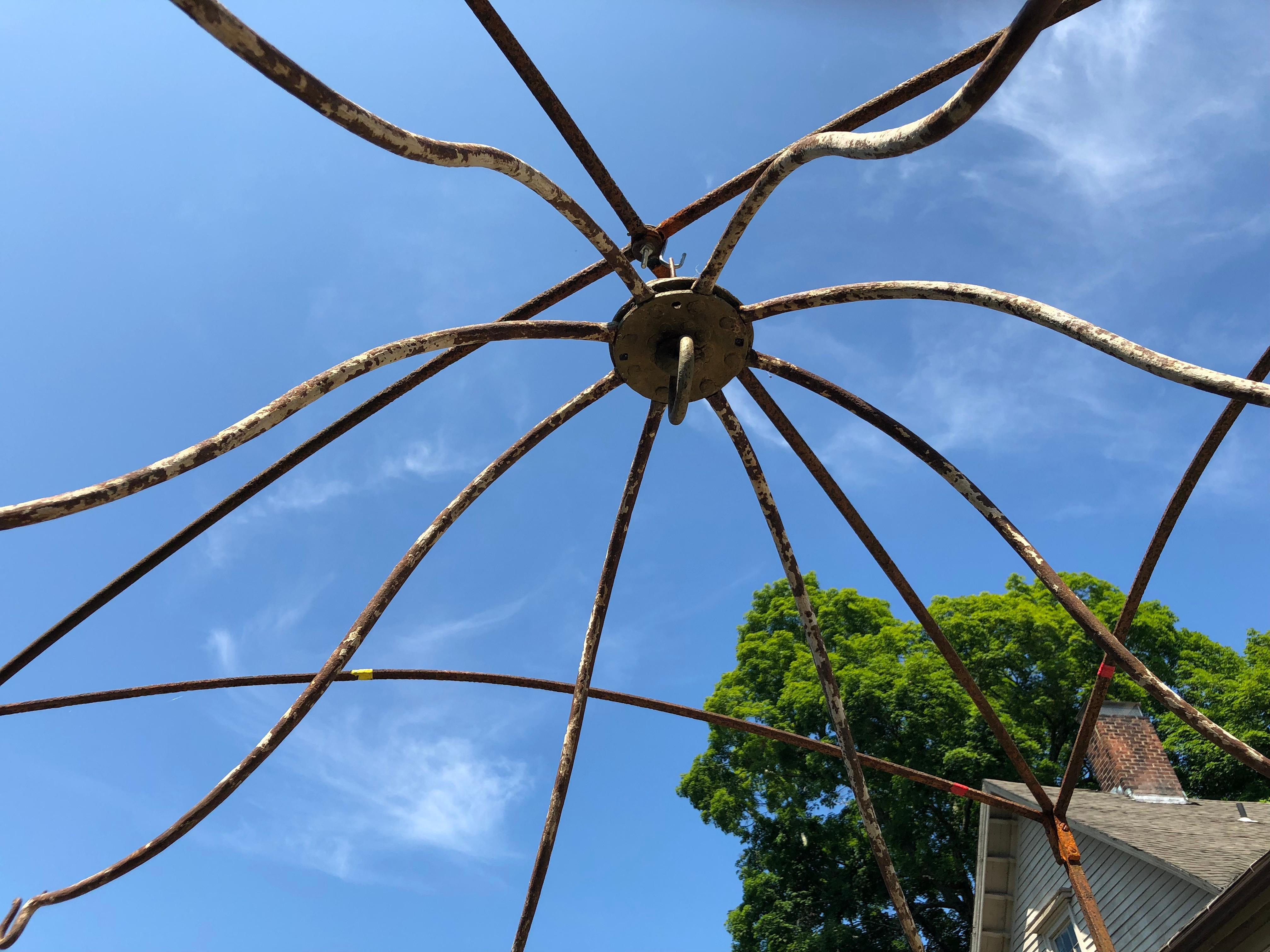 French Arch-Top Square Arbor with Eight-Armed Plant Hanger In Good Condition For Sale In Woodbury, CT