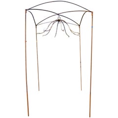 French Arch-Top Square Arbor with Eight-Armed Plant Hanger