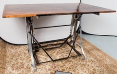 French Architect's Drafting Table 1940 Nickeled Aluminum with Finished Wood Top