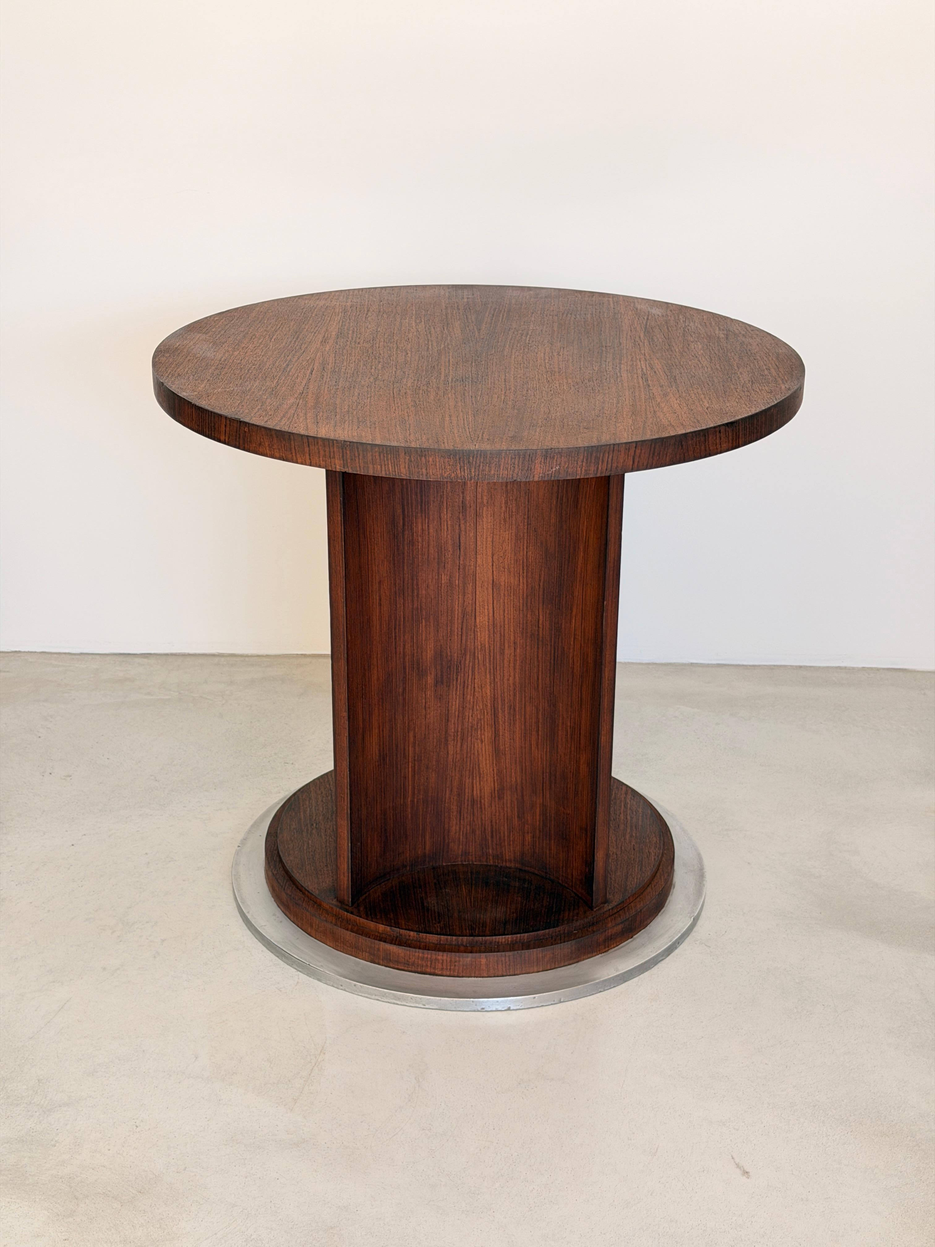 French Architectural Art Deco Table in Rosewood Veneer Attributed to Jules Leleu For Sale 5