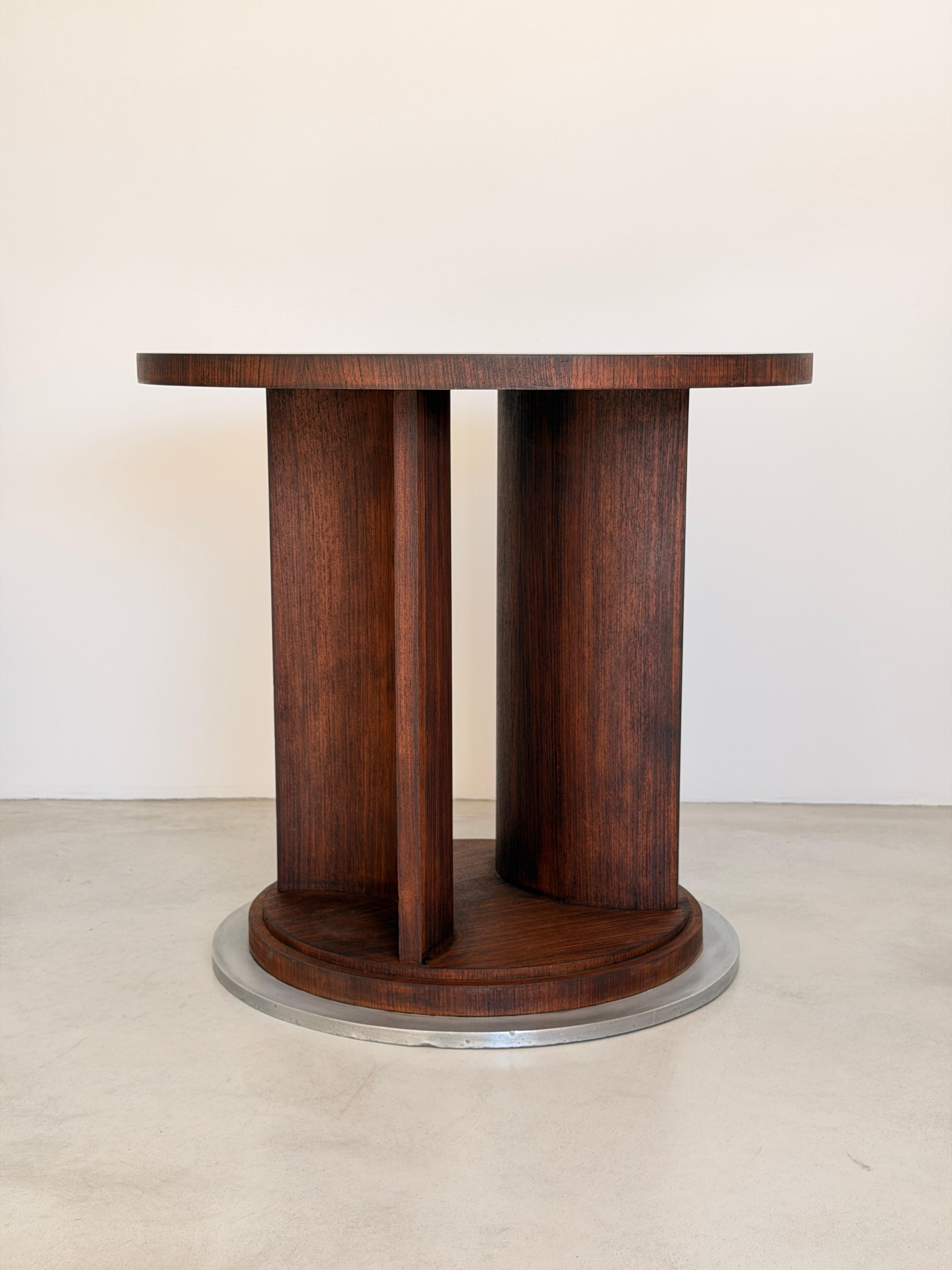 French Architectural Art Deco Table in Rosewood Veneer Attributed to Jules Leleu For Sale 7