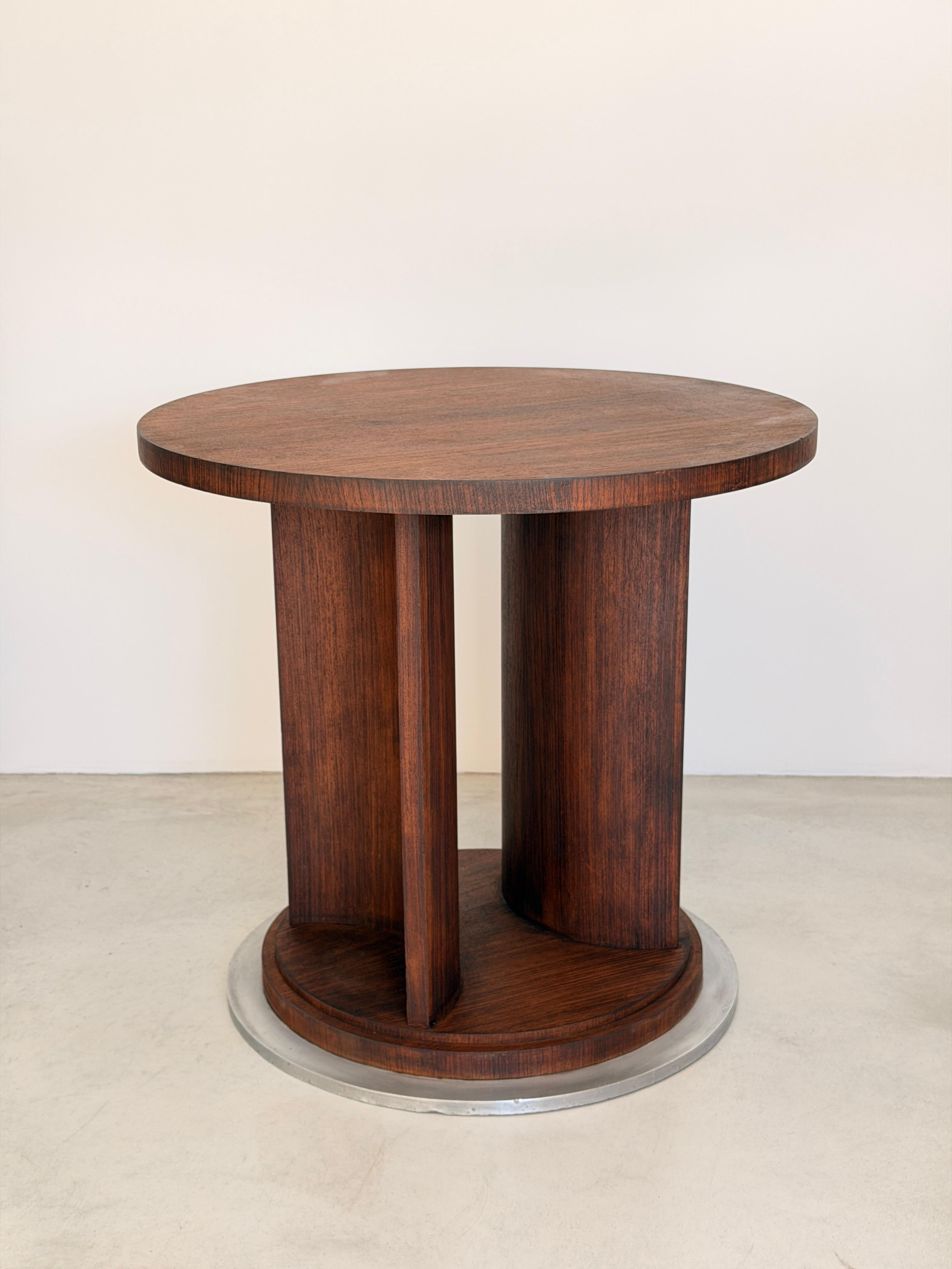 French Architectural Art Deco Table in Rosewood Veneer Attributed to Jules Leleu For Sale 8