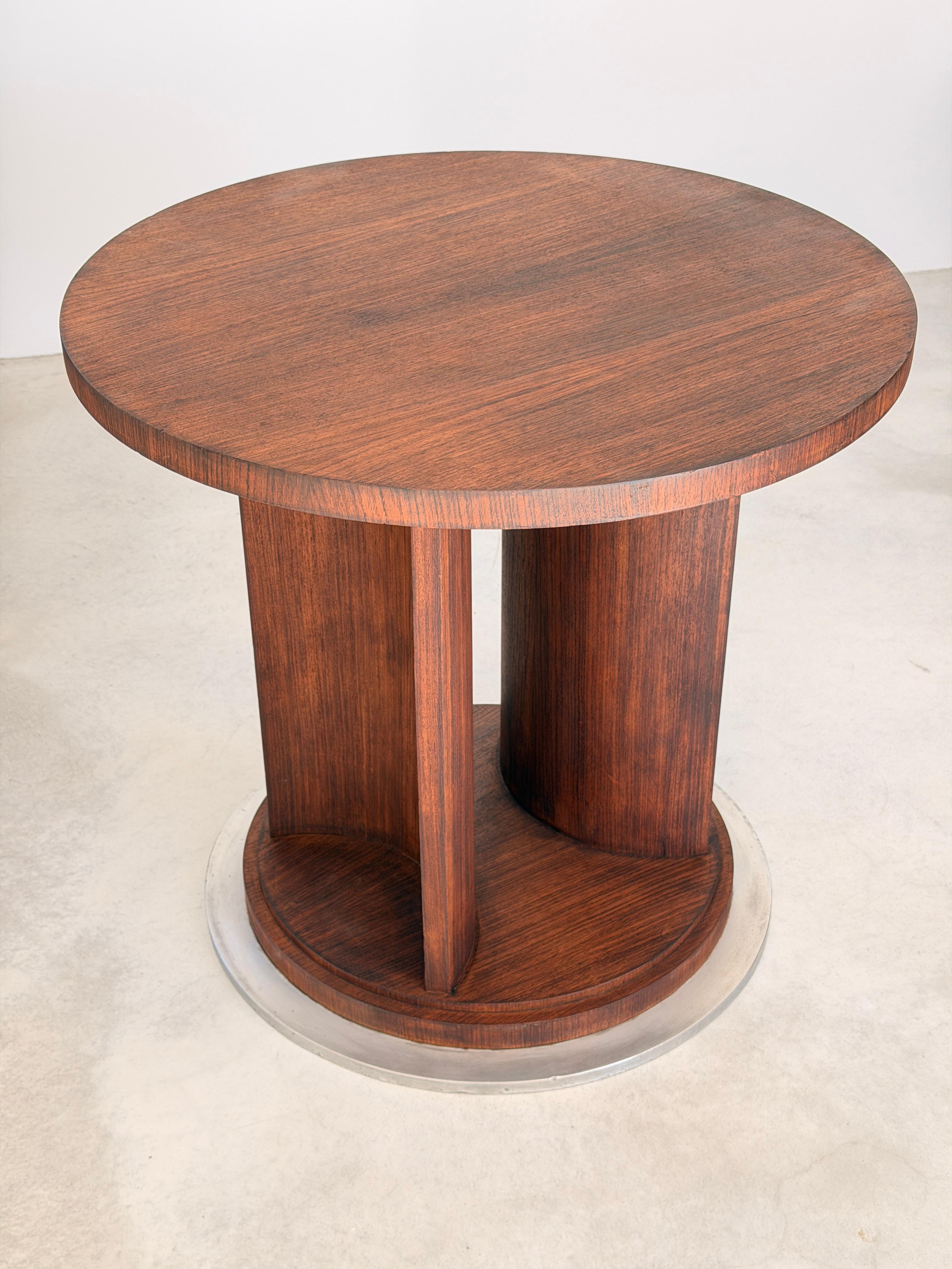 French Architectural Art Deco Table in Rosewood Veneer Attributed to Jules Leleu For Sale 14