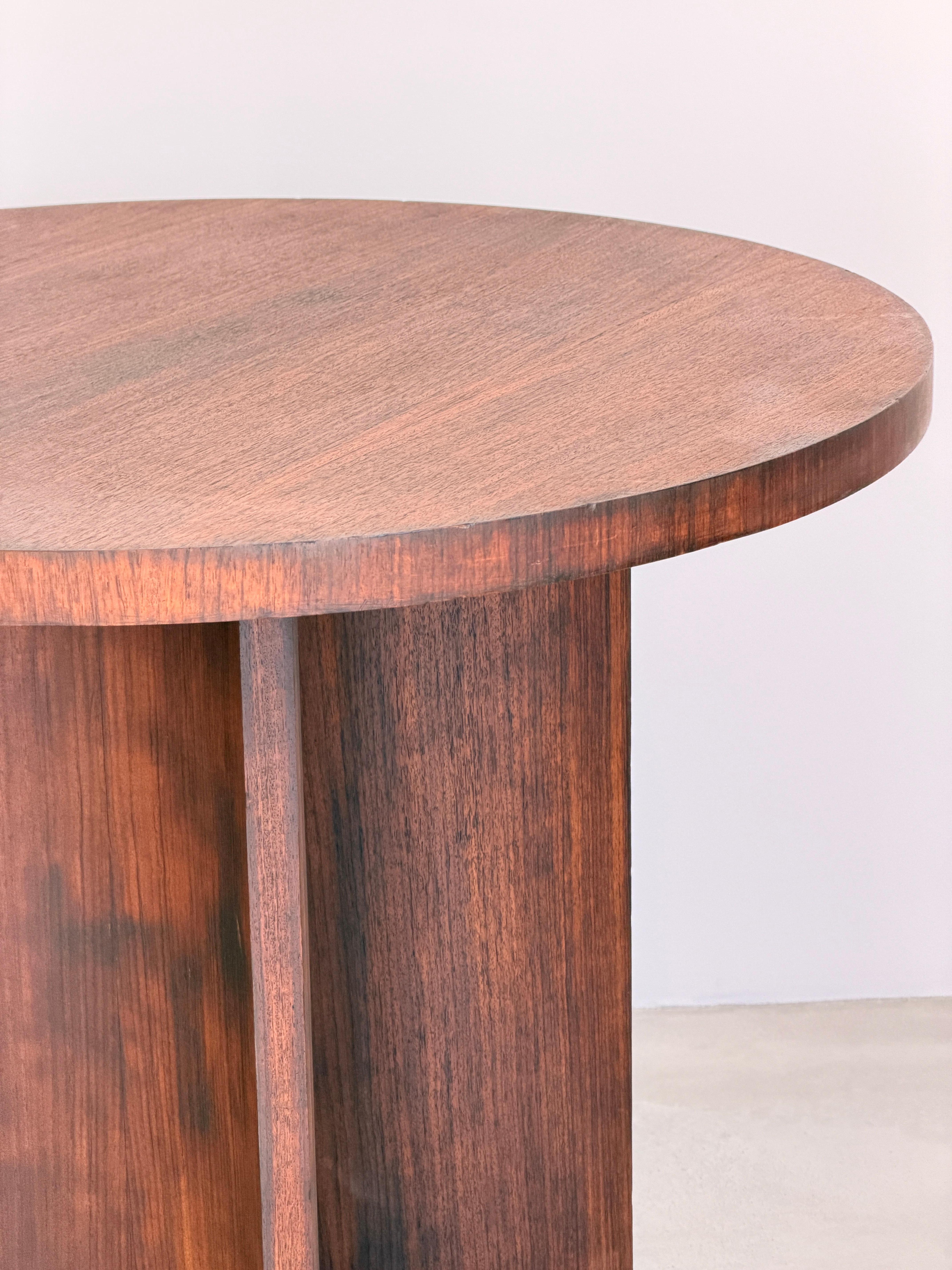 Aluminum French Architectural Art Deco Table in Rosewood Veneer Attributed to Jules Leleu For Sale