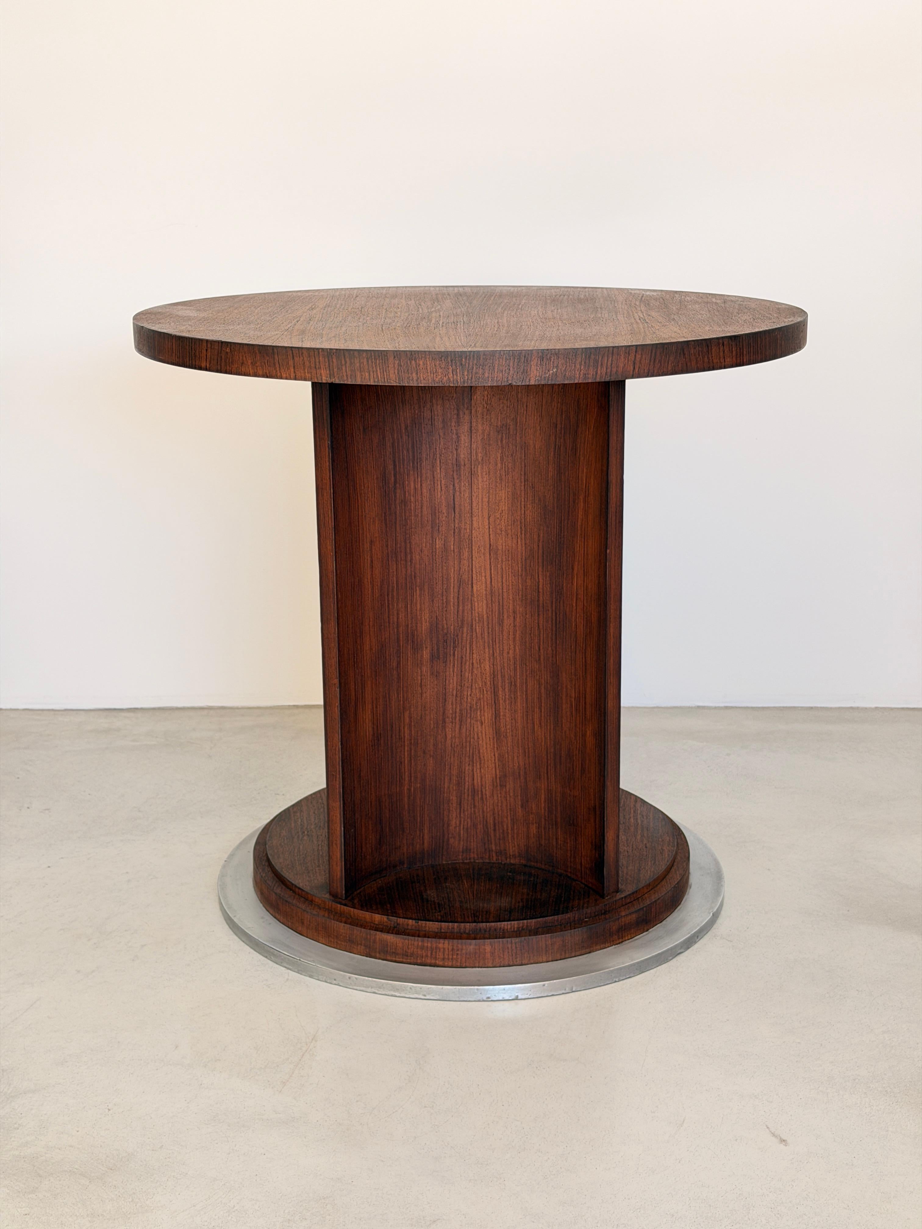 French Architectural Art Deco Table in Rosewood Veneer Attributed to Jules Leleu For Sale 4