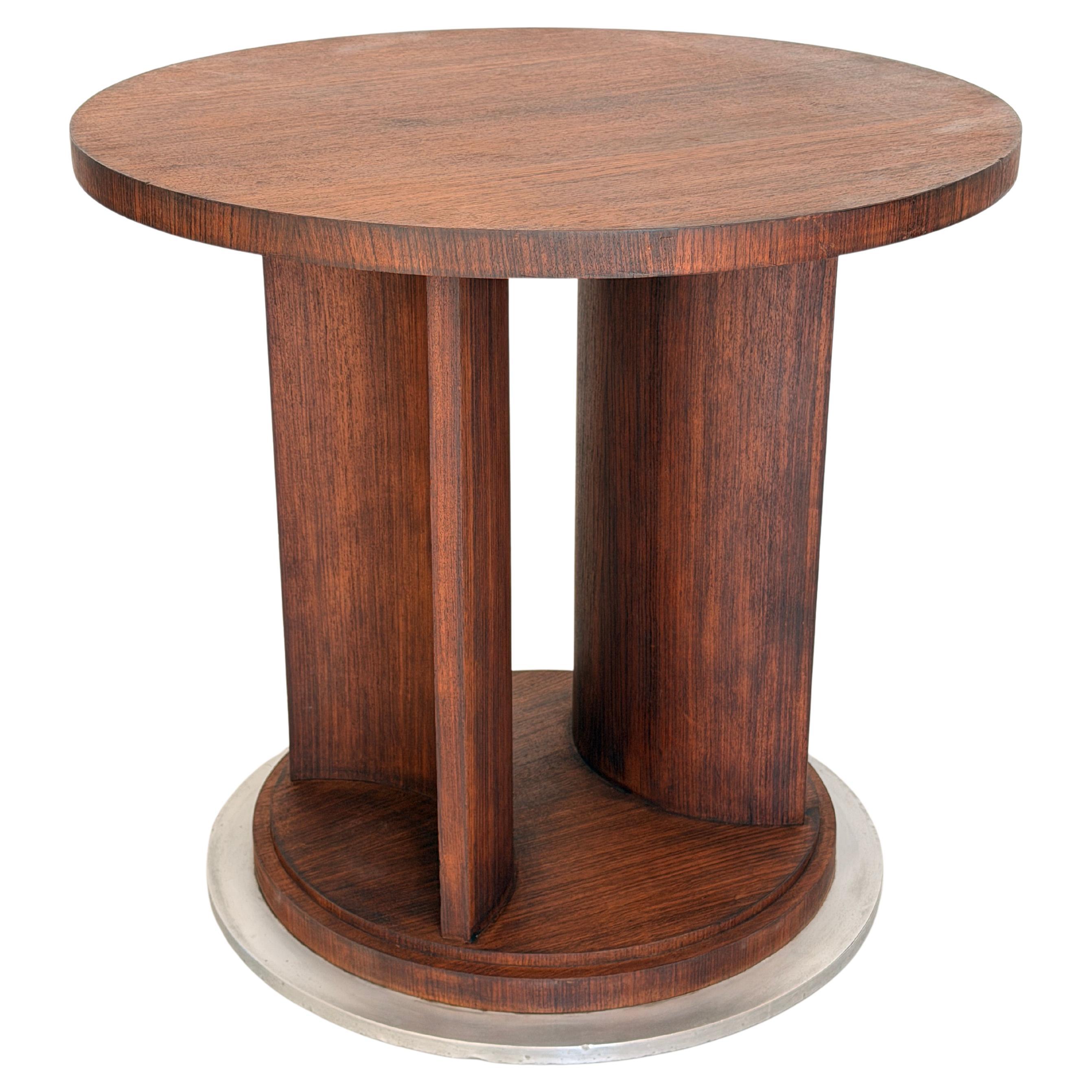 French Architectural Art Deco Table in Rosewood Veneer Attributed to Jules Leleu For Sale
