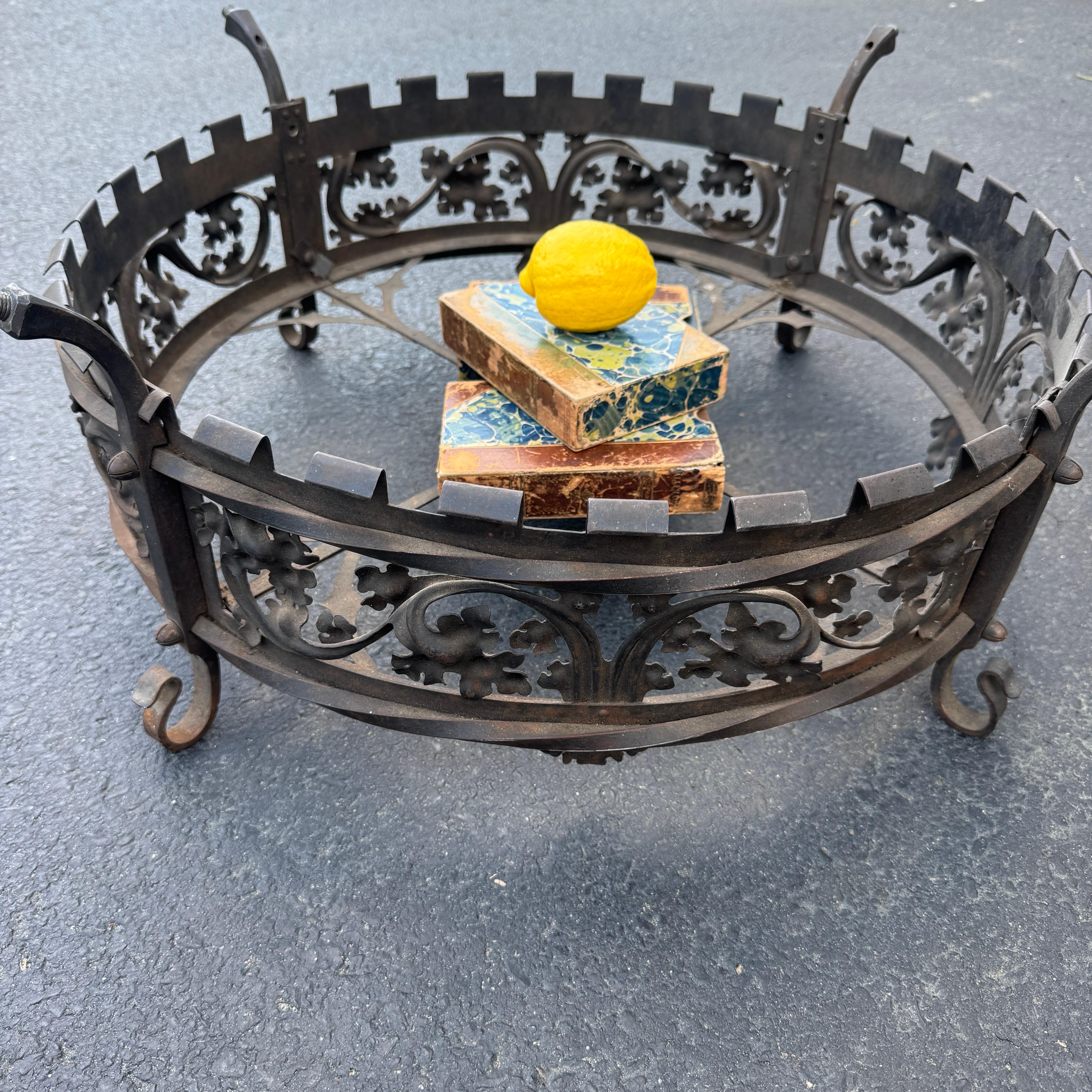 As found in France, an exquisite Antique French Architectural Iron Fragment. Originally it was a chandelier. The fabulous patina shows off the rich history and prior use and will make stunning accent for your home or office. We also see this