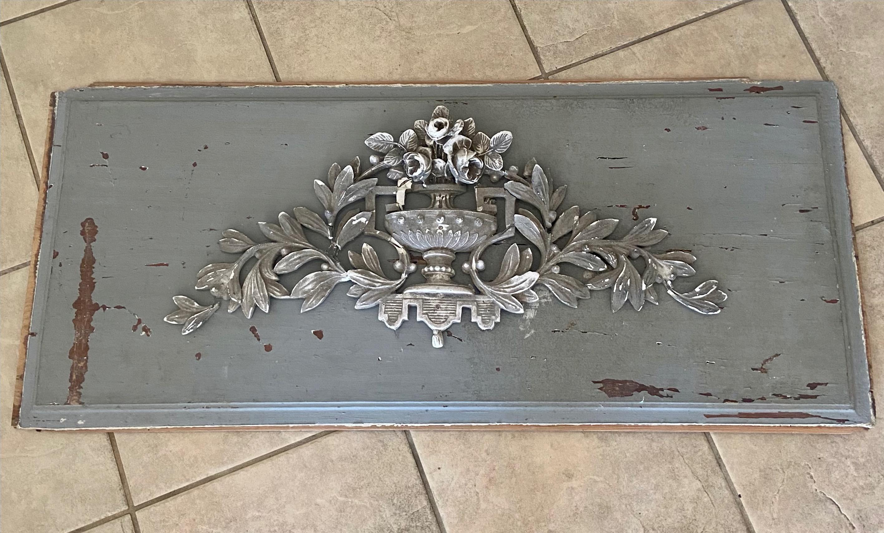 French Architectural Fragment Wood Panel Boiserie Wall Art In Fair Condition For Sale In Palm Springs, CA