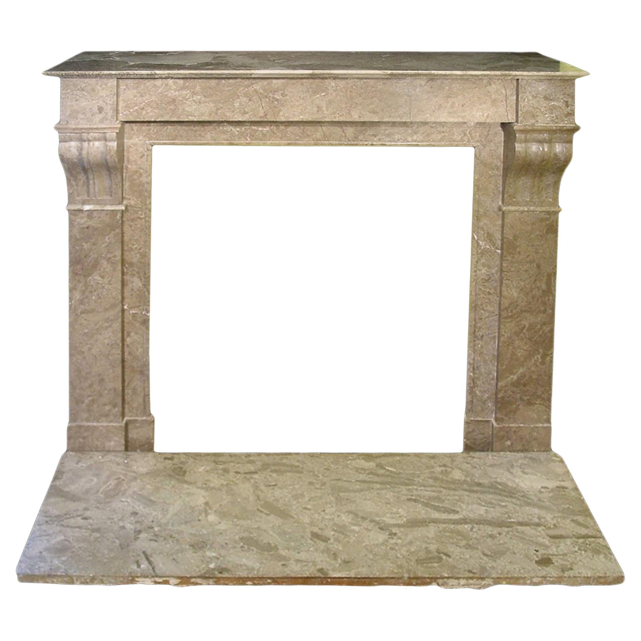French Architectural Marble Fireplace Mantel For Sale