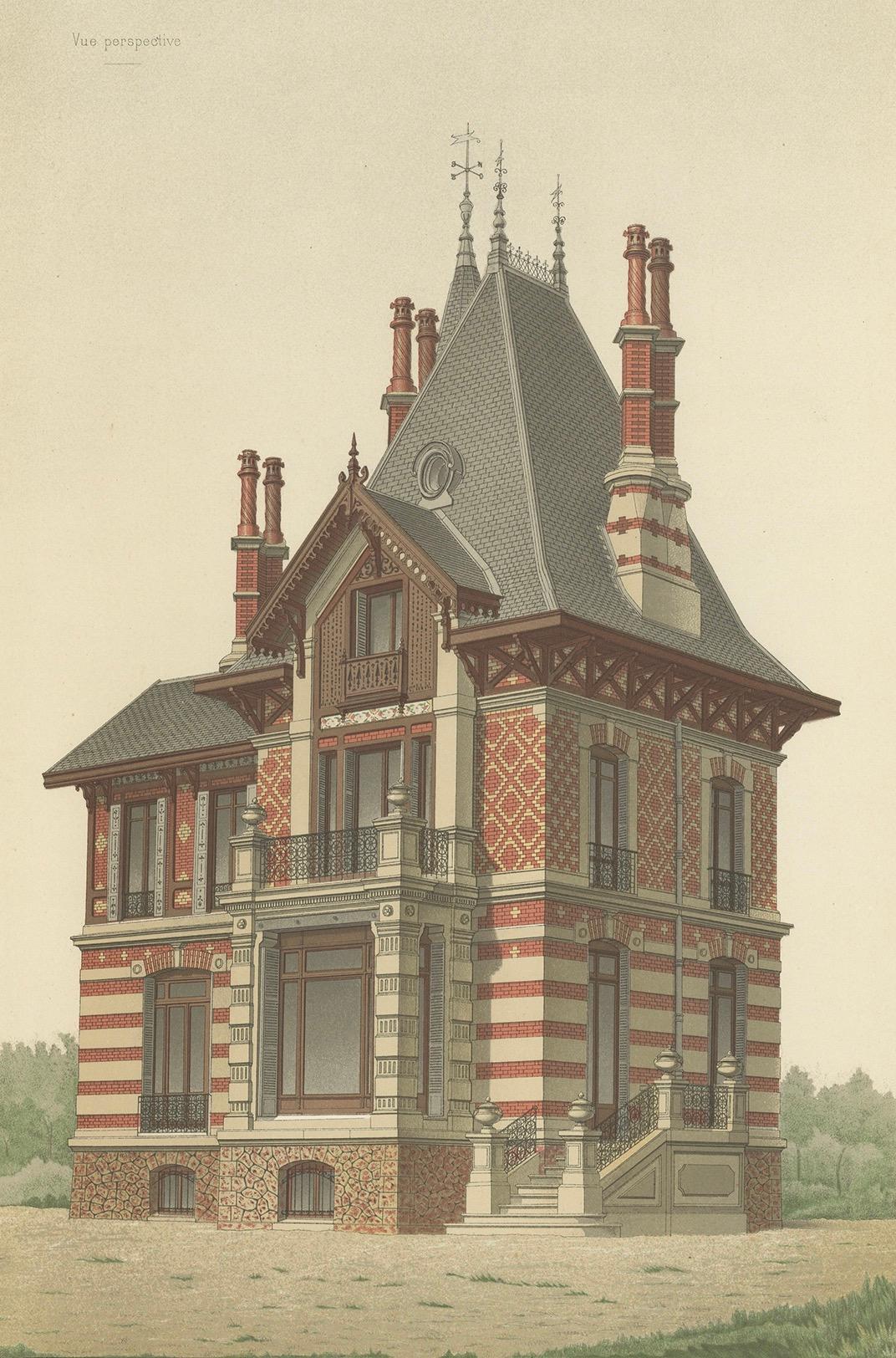 Pl. VII Villa a Luzarches, Chabat, um 1900 im Angebot 1