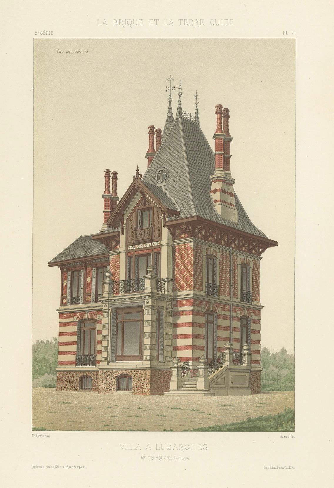 Pl. VII Villa a Luzarches, Chabat, um 1900 im Angebot 2