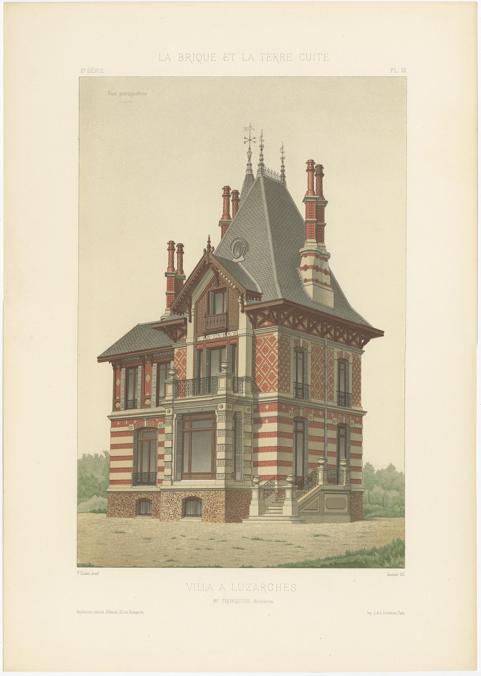 Pl. VII Villa a Luzarches, Chabat, um 1900 im Angebot 3