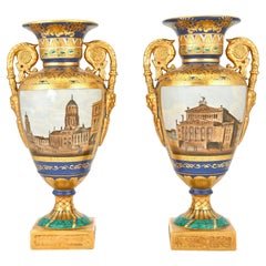 French Architectural Porcelain Vases, A Pair
