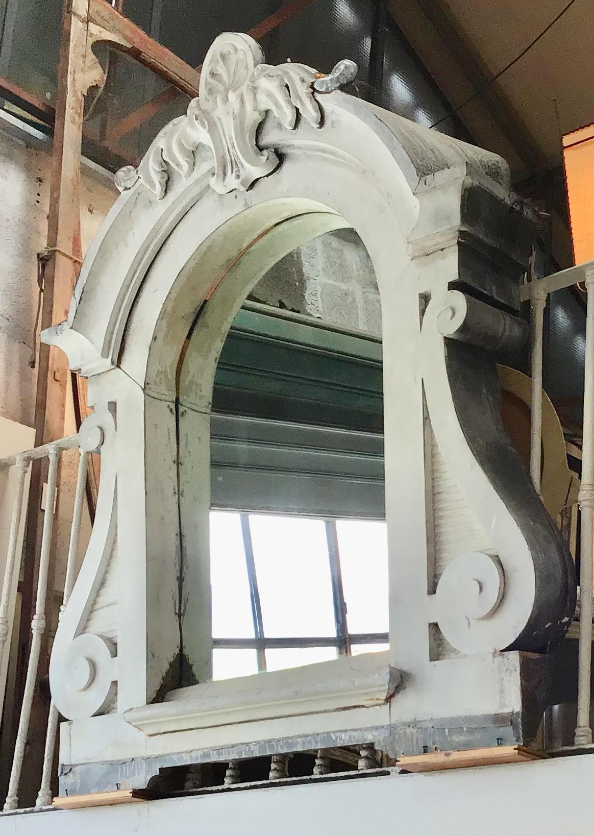 French architectural zinc dormer mirror from 19th century.