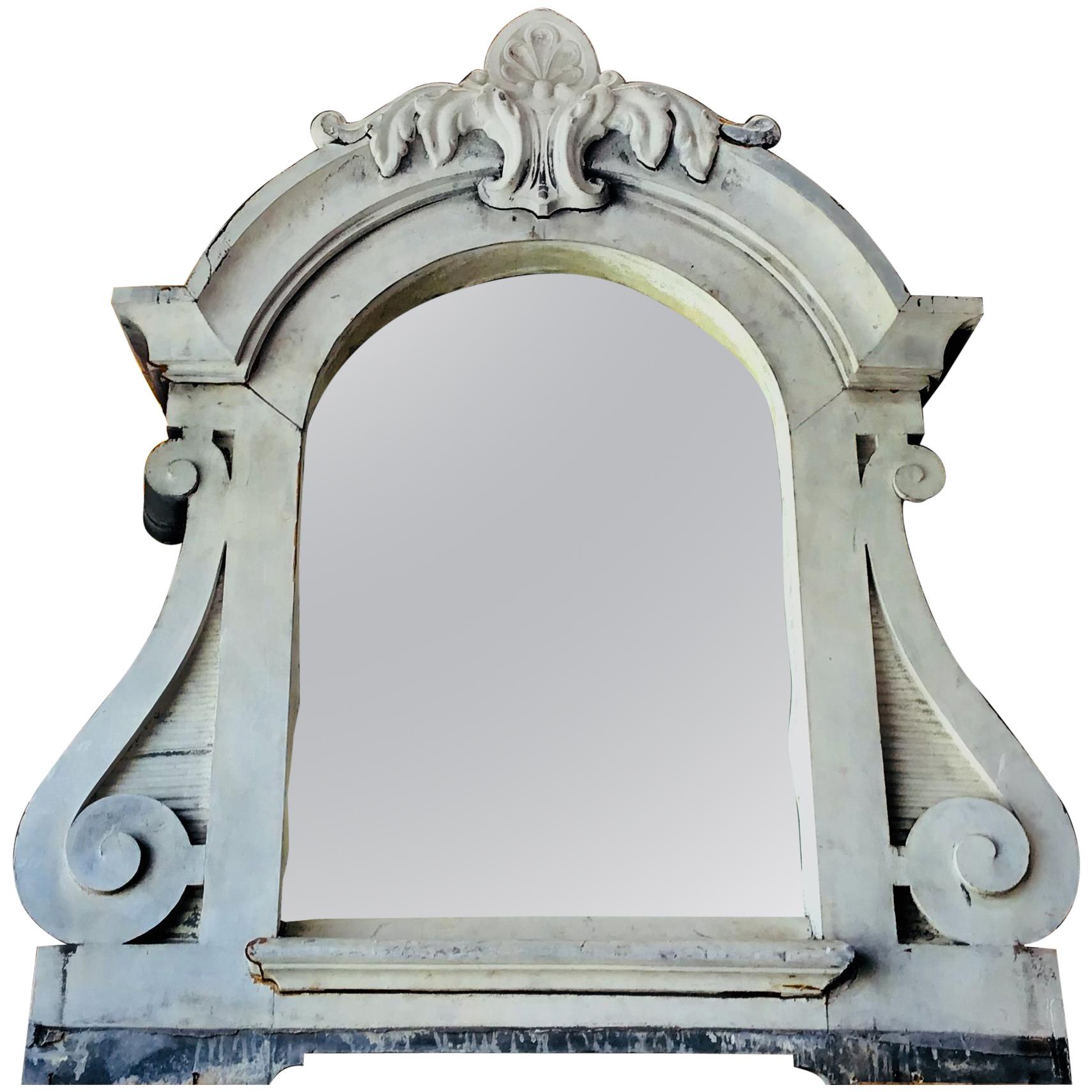 French Architectural Zinc Dormer Mirror from 19th Century For Sale