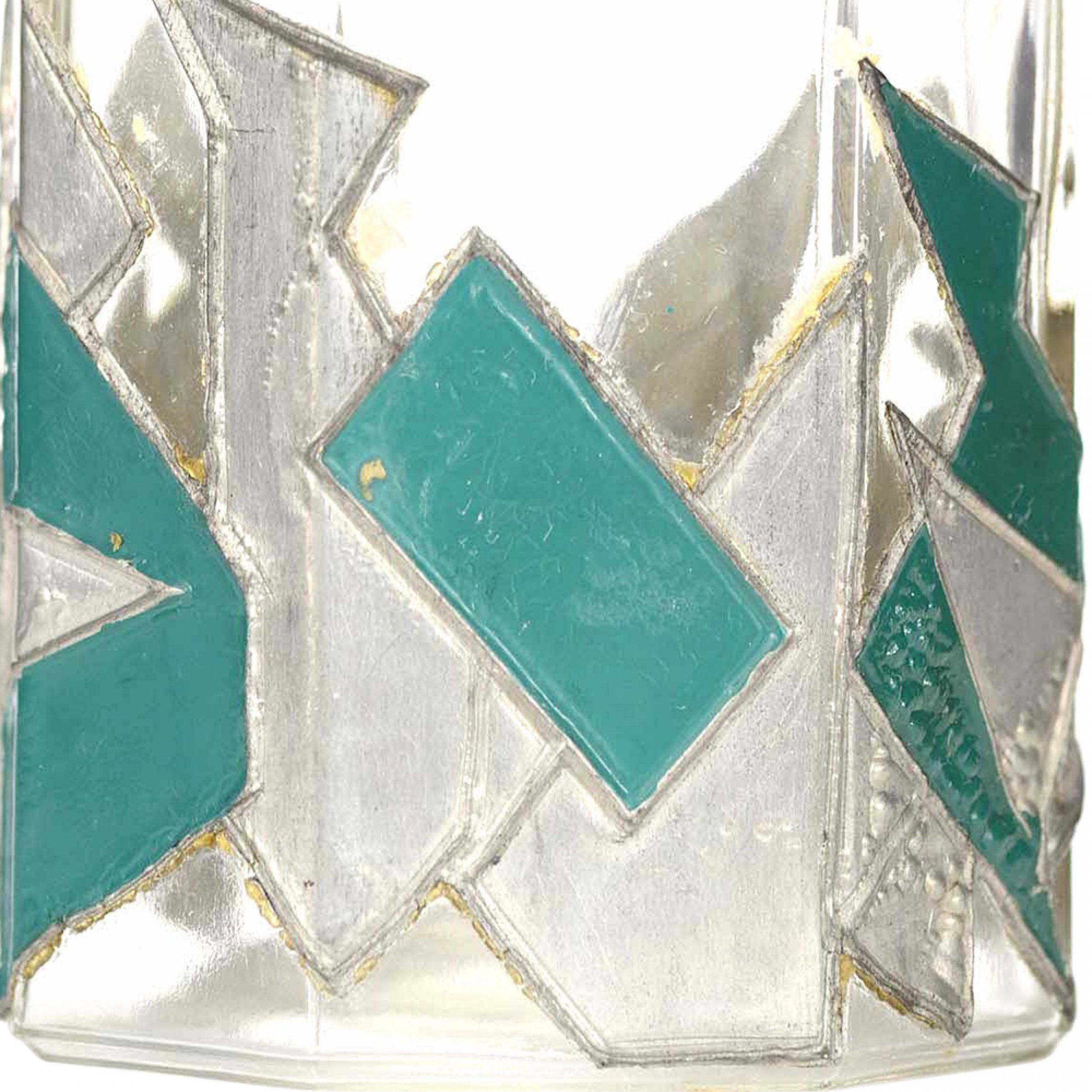 Francese French Ard Deco Faceted Glass Perfume Bottle in vendita