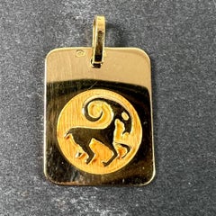 Pendentif médaille en or jaune 18K avec breloque en forme d'Arès, signe de l'étoile du Zodiac