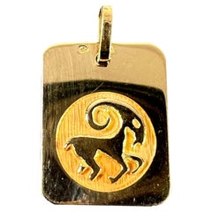 Vintage French Ares Starsign Zodiac 18K Yellow Gold Charm Medal Pendant