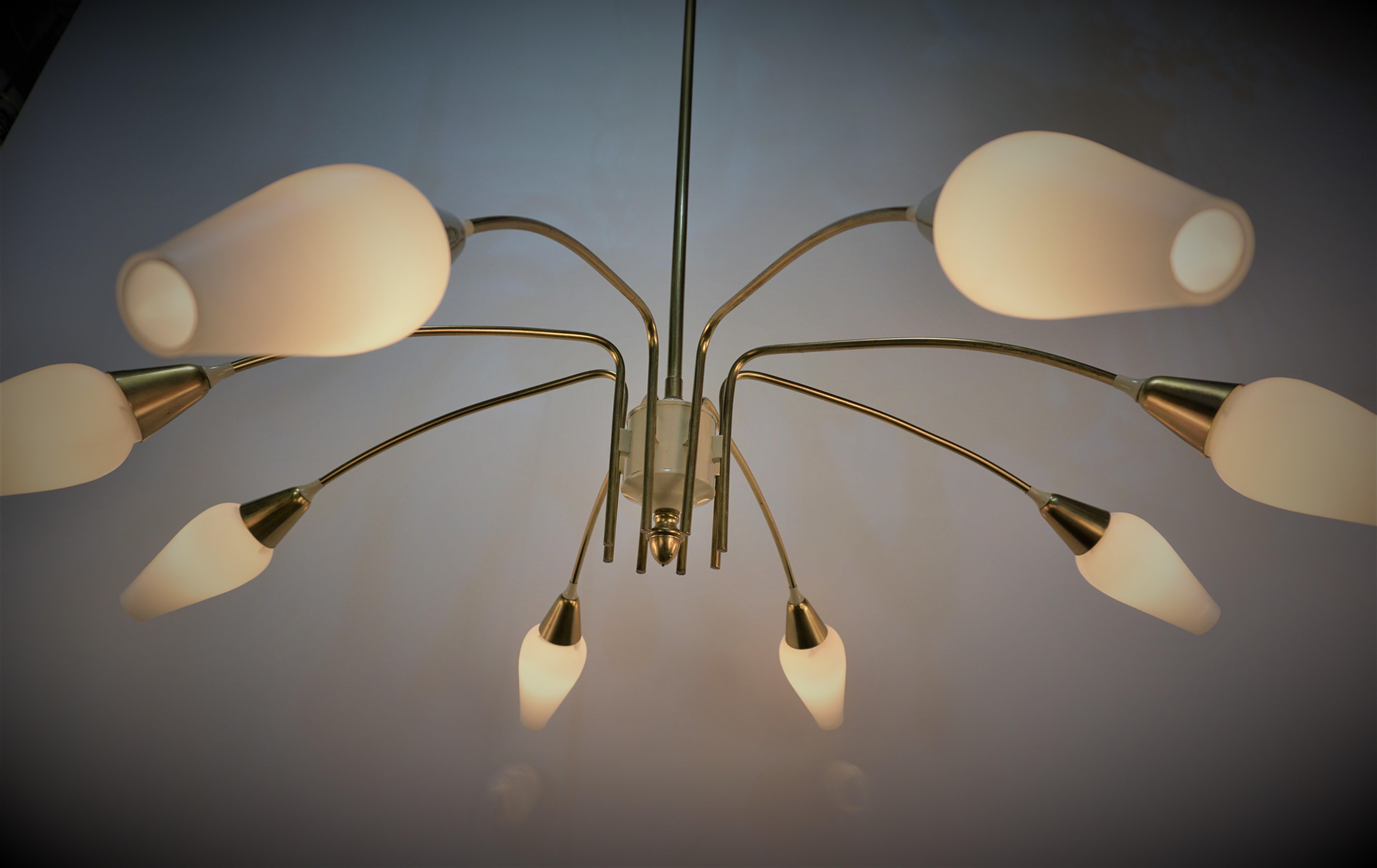  French Arlus Mid-Century 1950's Chandelier In Good Condition For Sale In Fairfax, VA