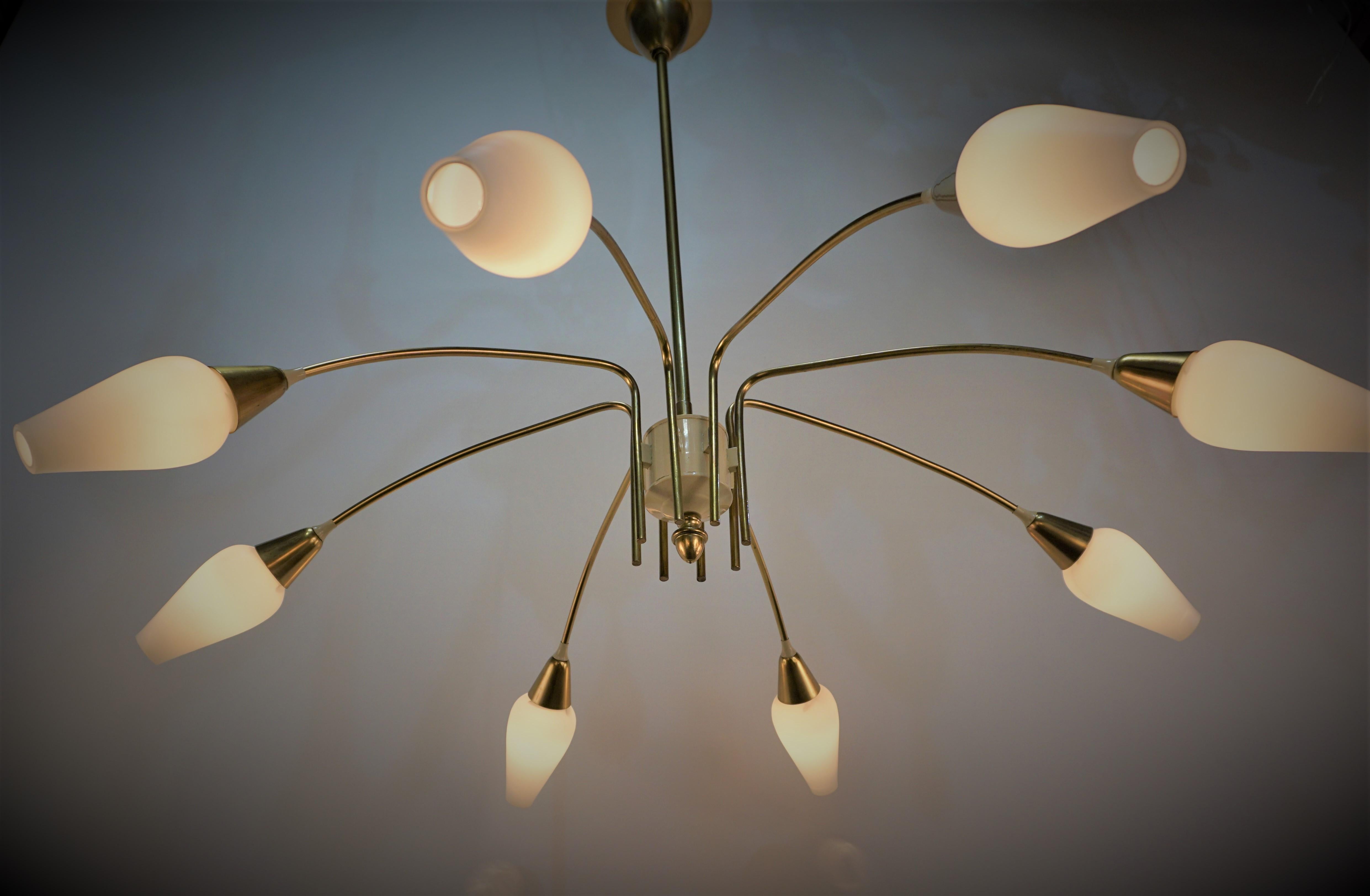 French Arlus Mid-Century 1950's Chandelier For Sale 2