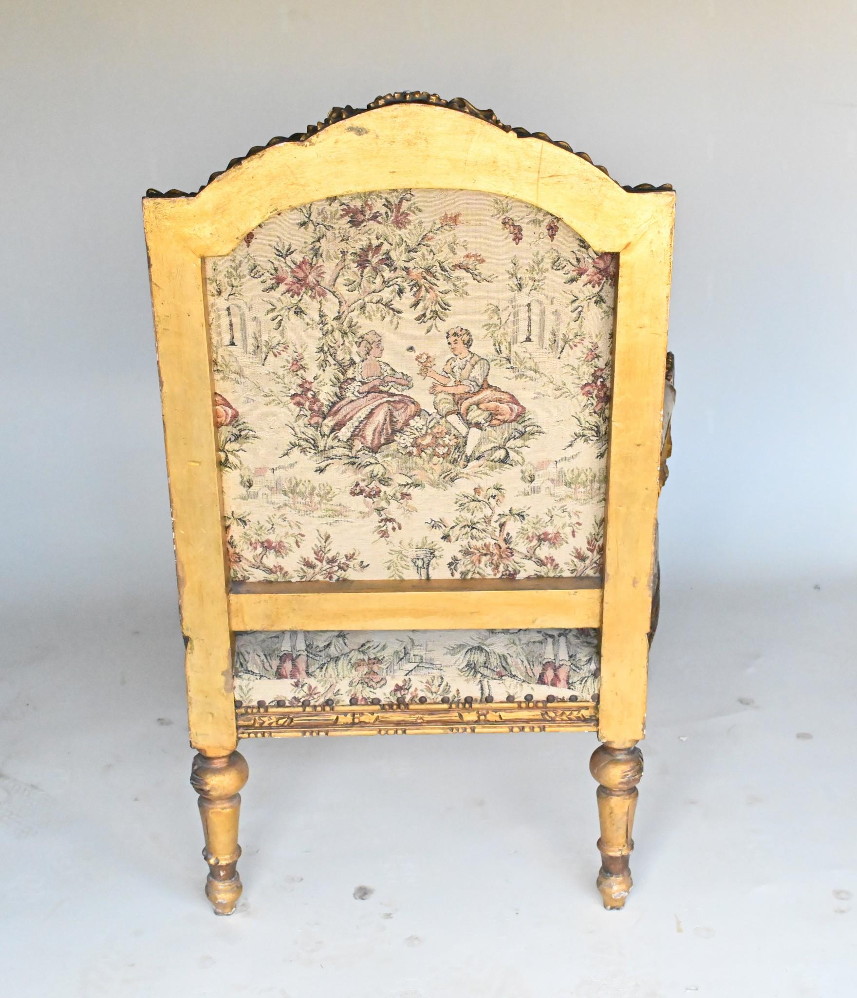 French Arm Chairs Gilt Seats Empire Hand Carved In Good Condition For Sale In Potters Bar, GB