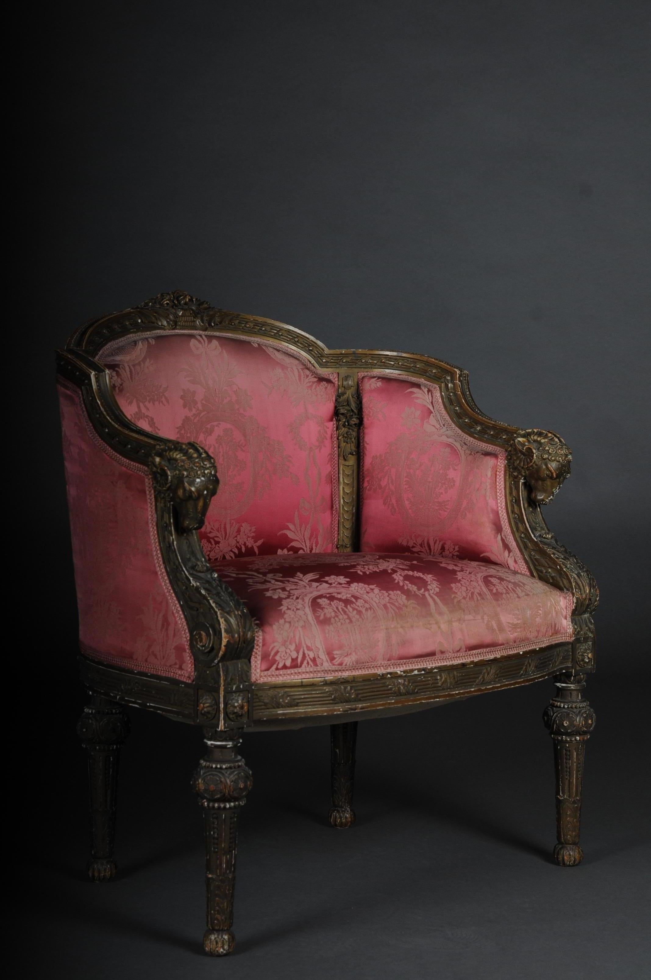 Hand-Carved French Armchair / Armchair / Bergère Napoleon III