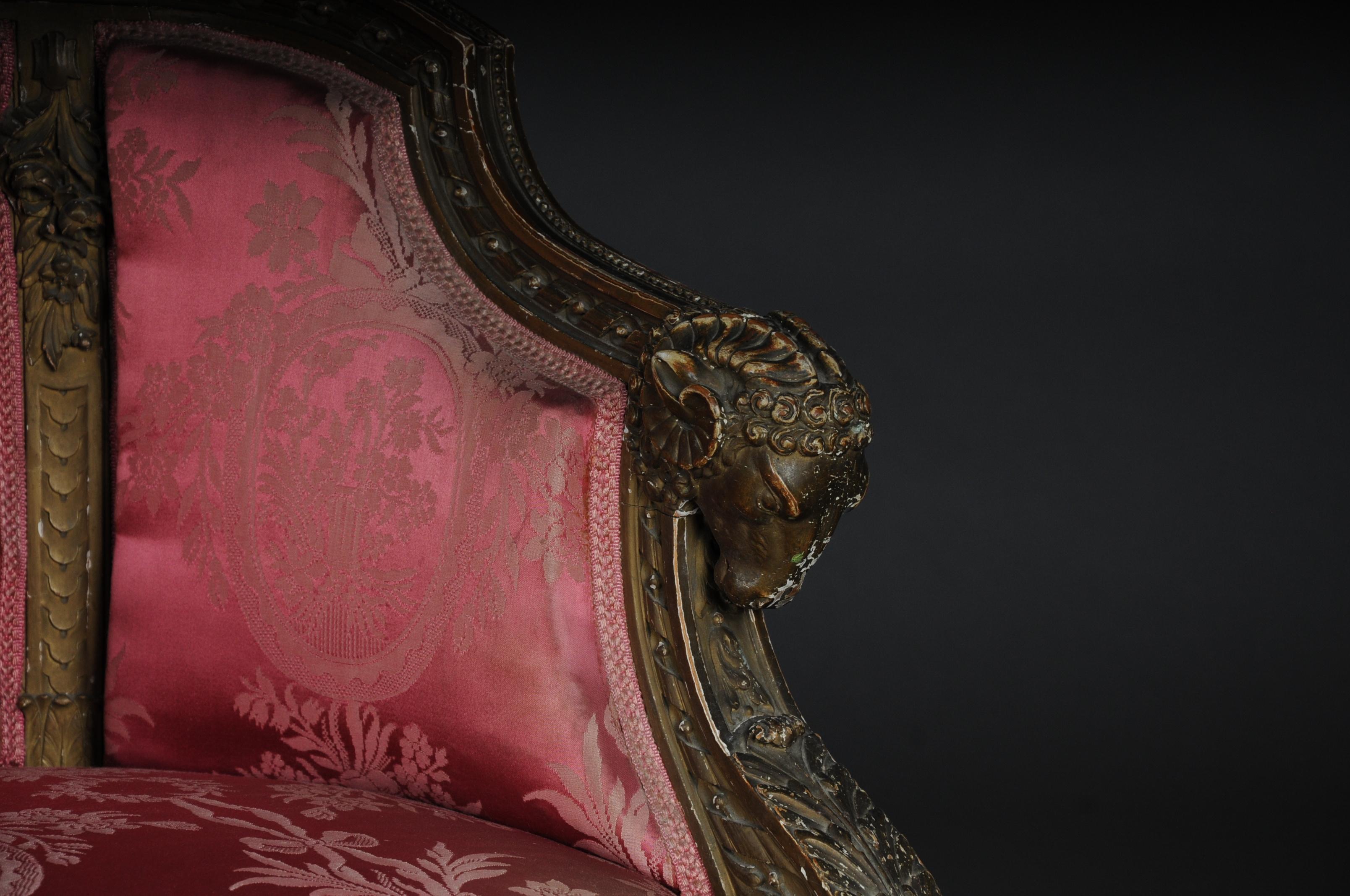 Französischer Sessel / Armlehnstuhl / Bergère Napoleon III (Handgeschnitzt) im Angebot