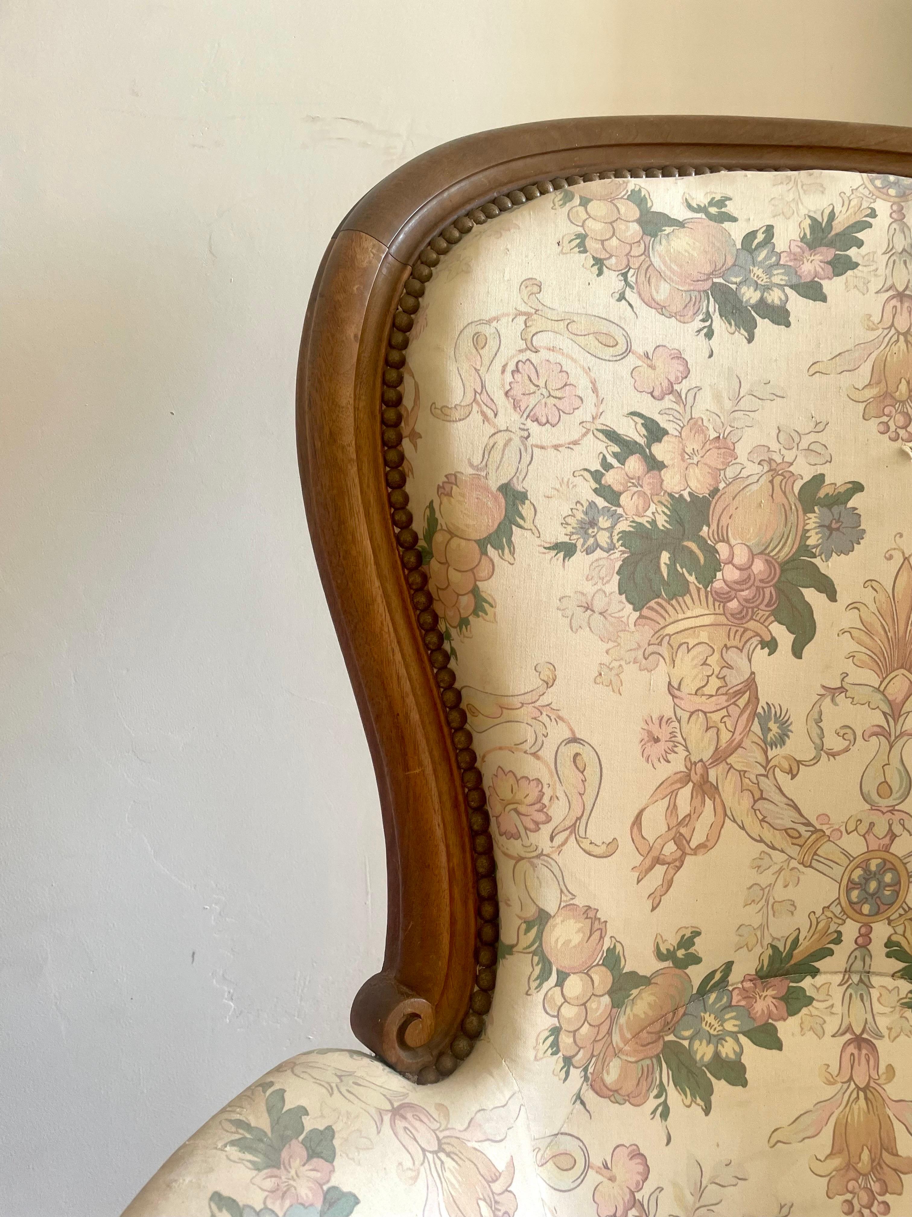 French Armchair Bergere Louis-Philippe Period, Louis XV Style circa 1800, France For Sale 5