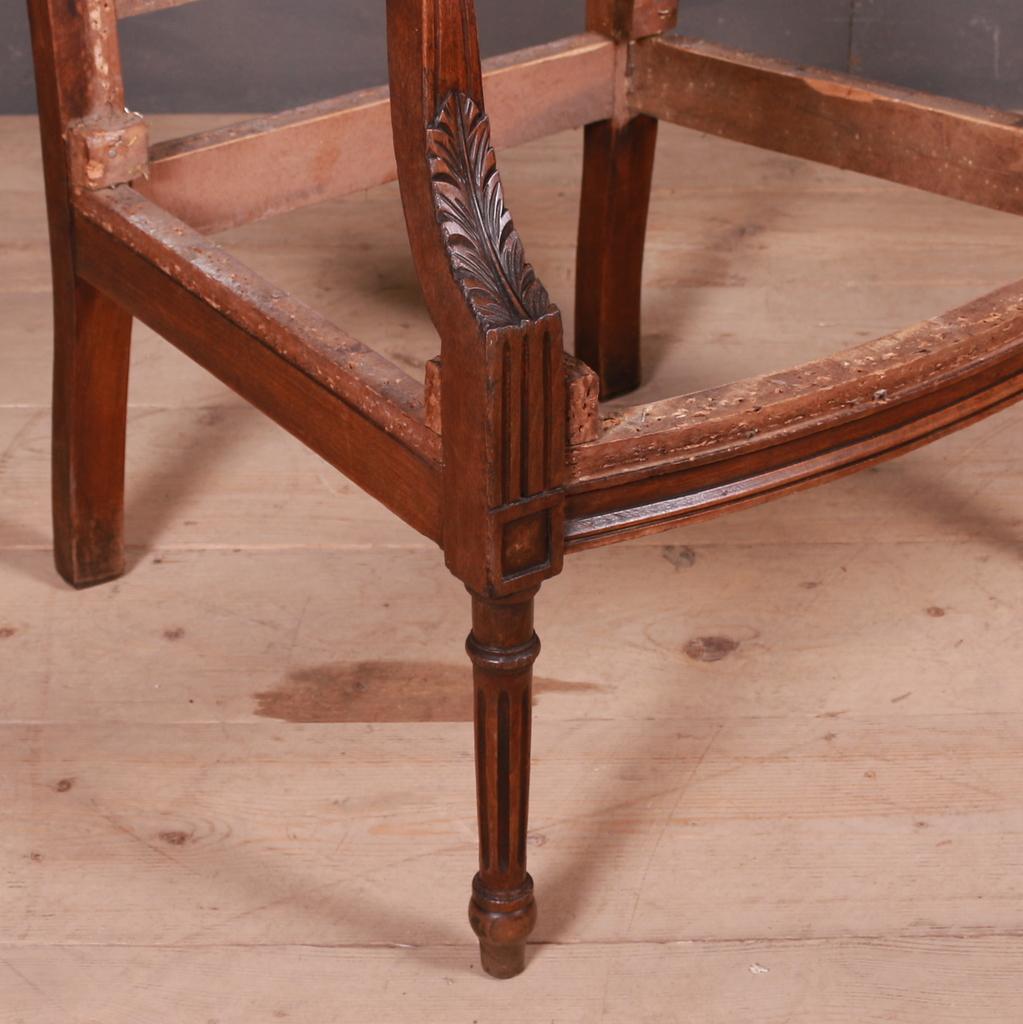 Early 20th C French armchair frame, 1910.

Seat dimensions:
21