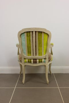 Poltrona francese in velluto goffrato stile Luigi XV - 1950 circa Francia