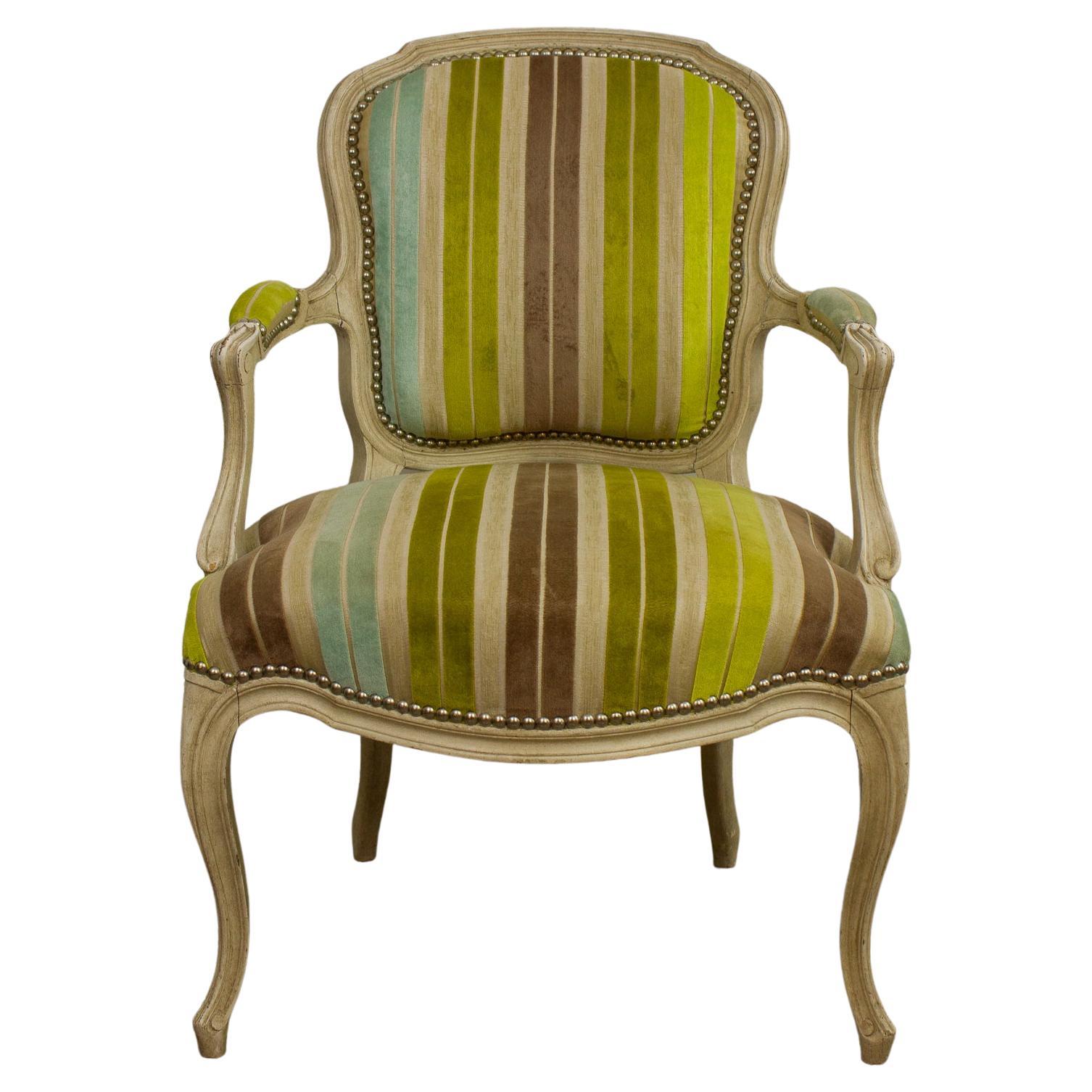 Französischer Sessel aus geprägtem Samt im Stil Louis XV - um 1950 Frankreich