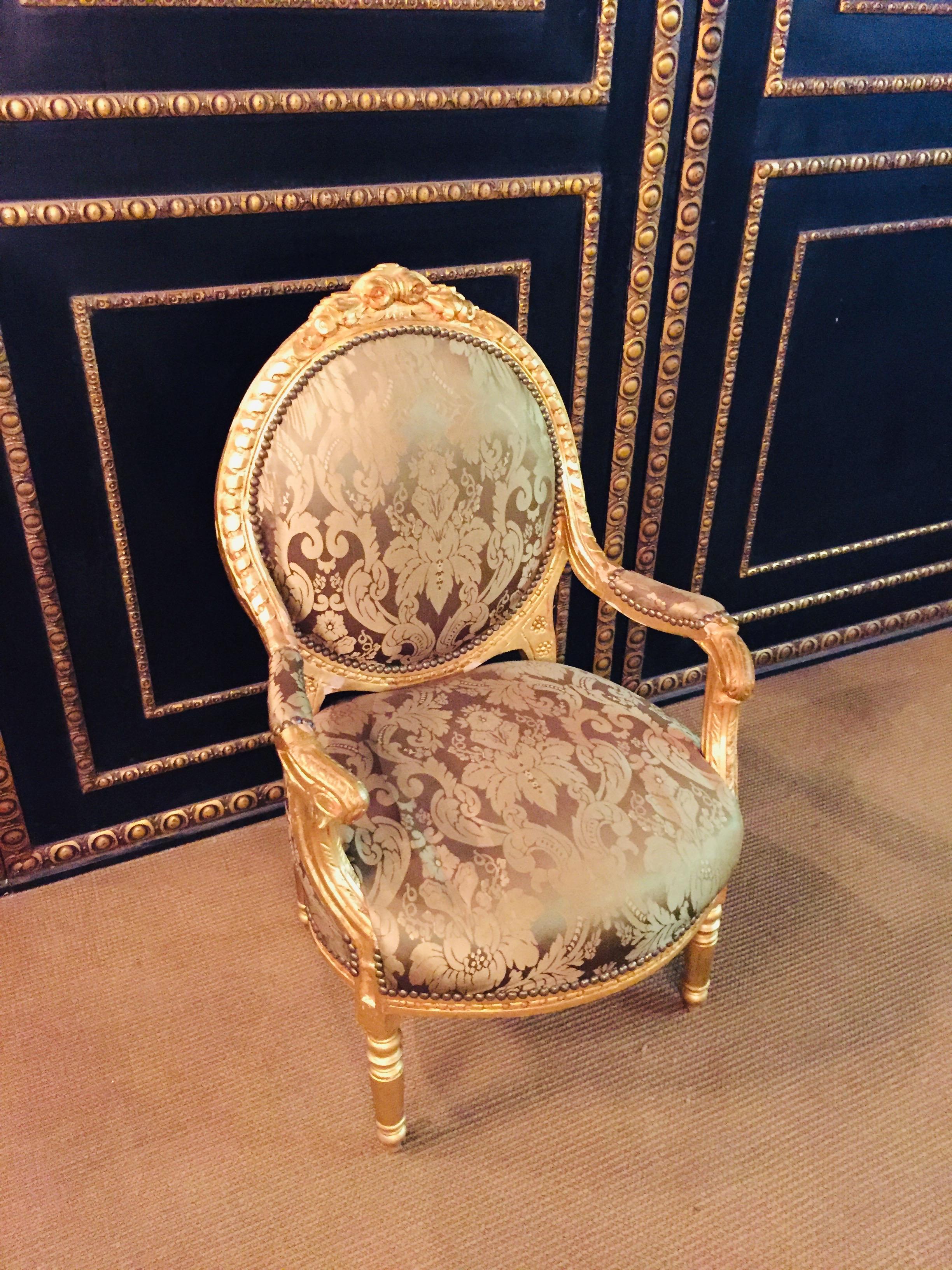 French Armchair in Louis Seize Style Gilded 6