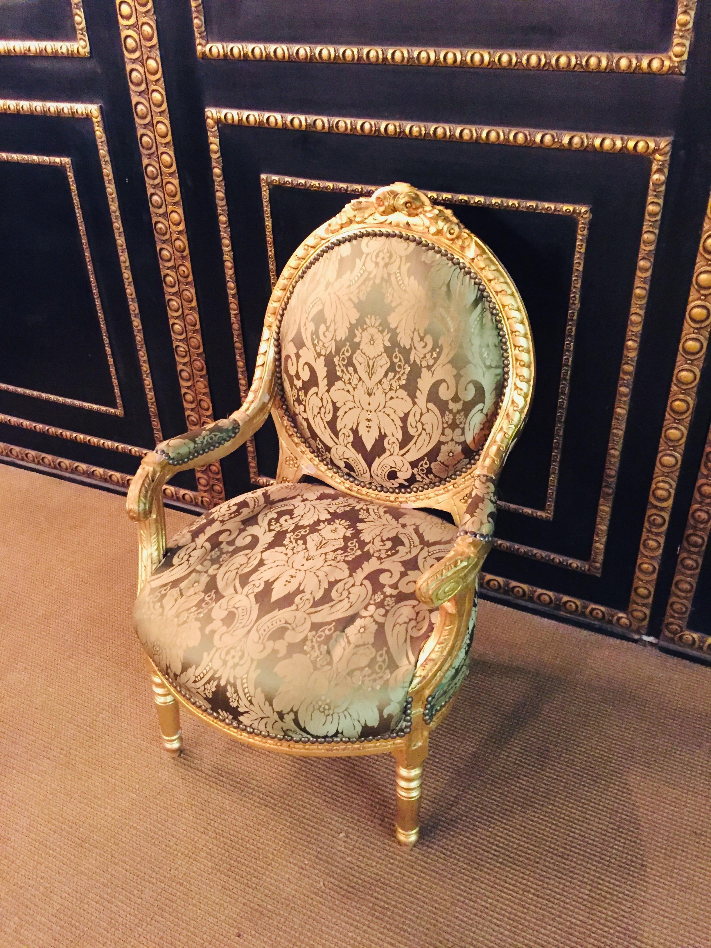 French Armchair in Louis Seize Style Gilded 7
