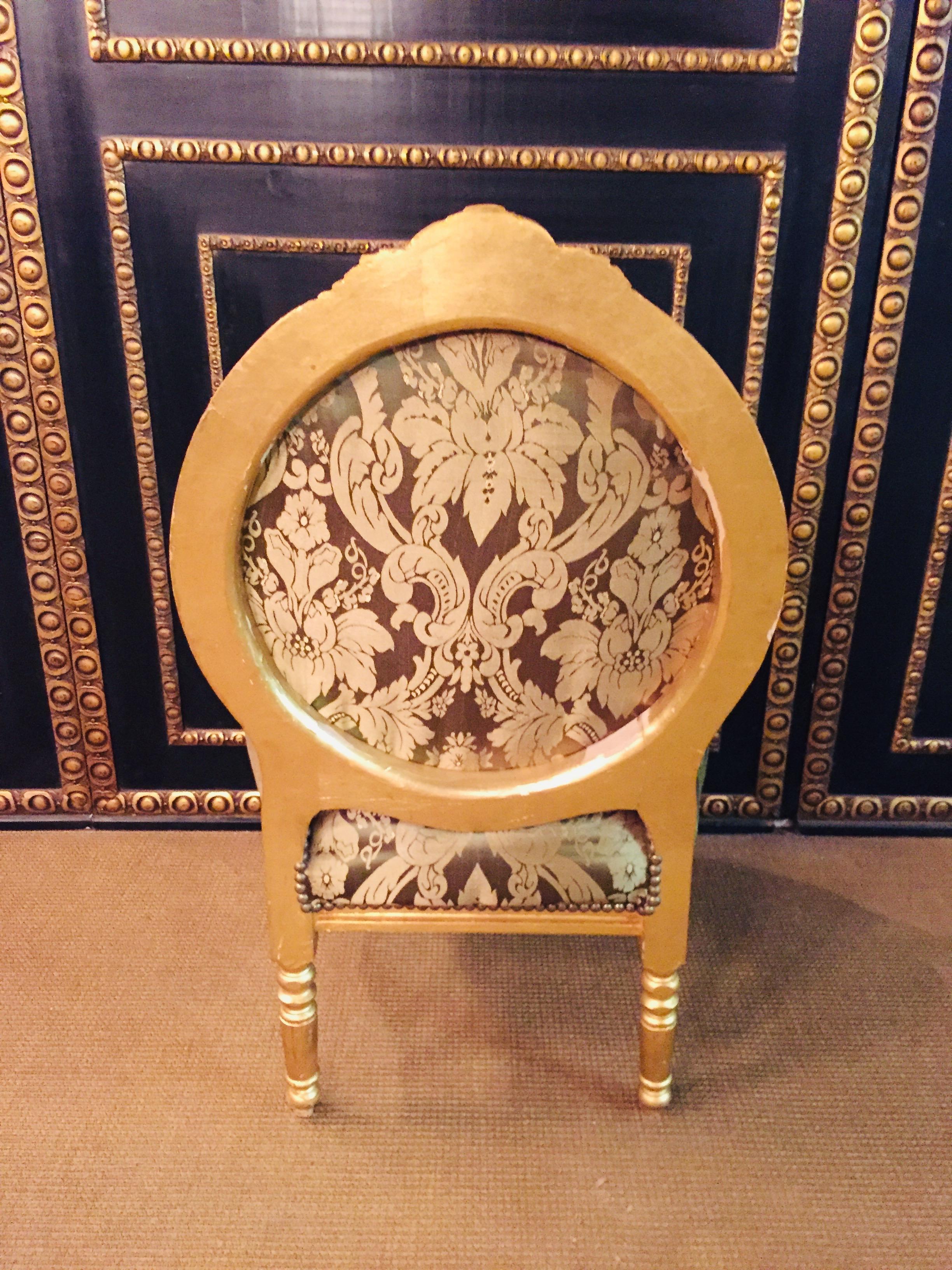 Beech French Armchair in Louis Seize Style Gilded
