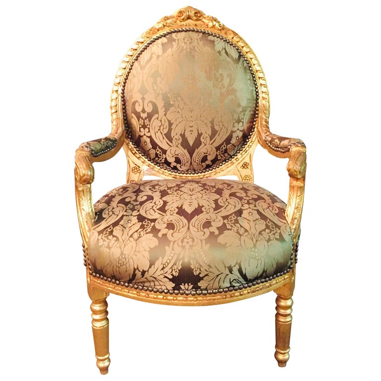 French Armchair In Louis Seize Style Gilded For Sale At 1stdibs