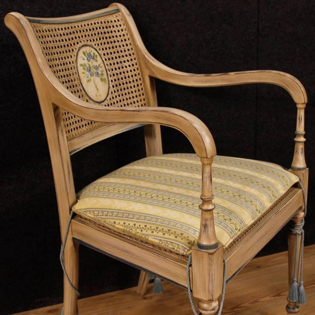 French Armchair in Painted Wood and Fabric from 20th Century 8