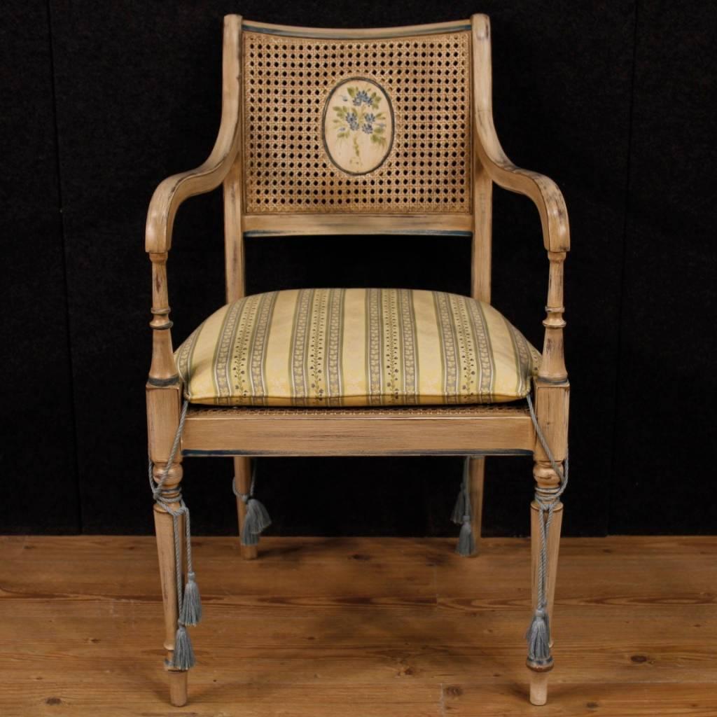 French Armchair in Painted Wood and Fabric from 20th Century In Excellent Condition In Vicoforte, Piedmont