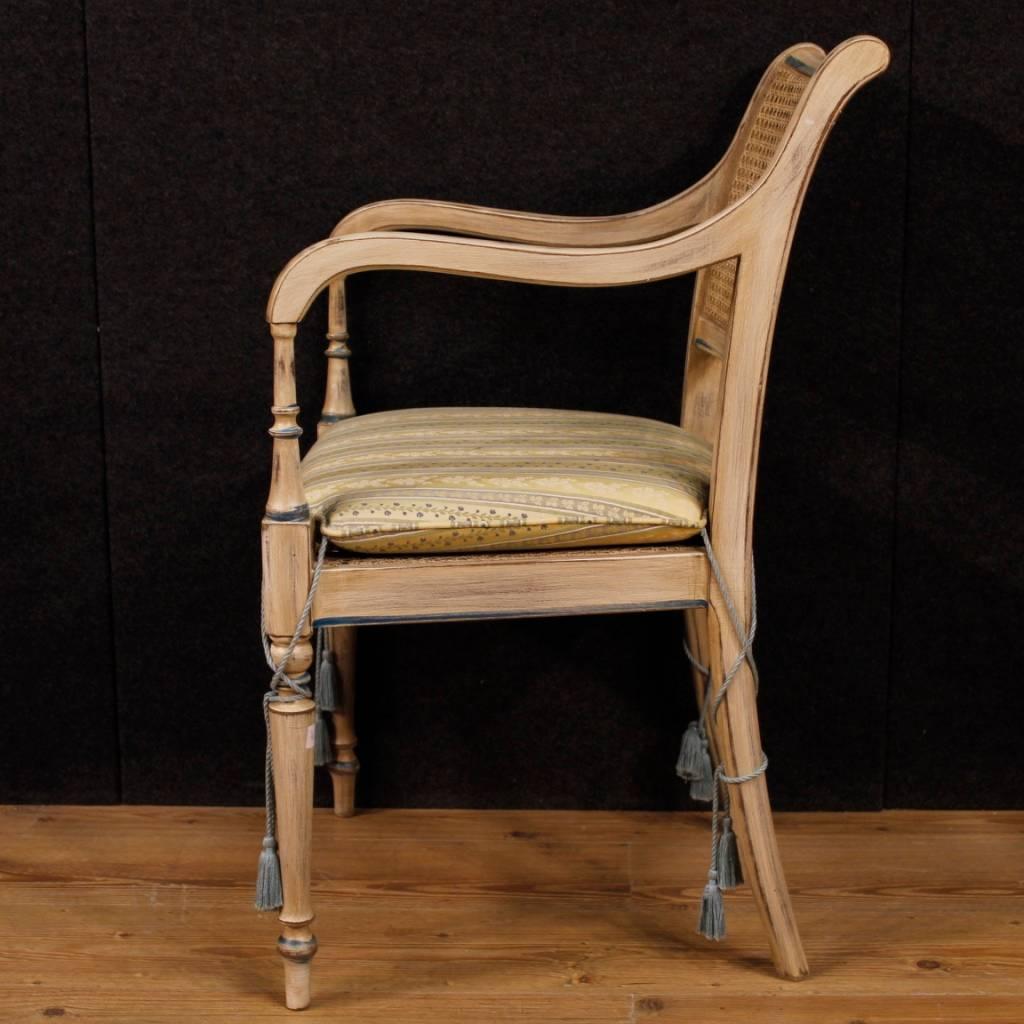 Late 20th Century French Armchair in Painted Wood and Fabric from 20th Century