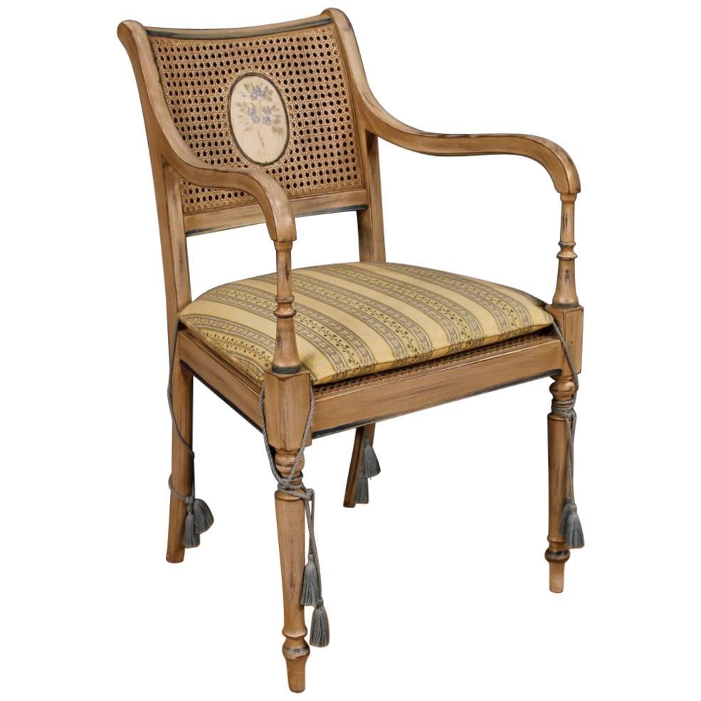 French Armchair in Painted Wood and Fabric from 20th Century