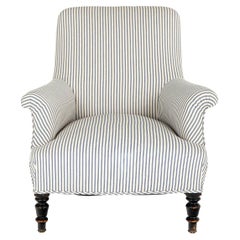 French Armchair in Princeton Ticking