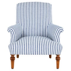 French Armchair in Wide stripe Linen French Armchair in Wide stripe Linen