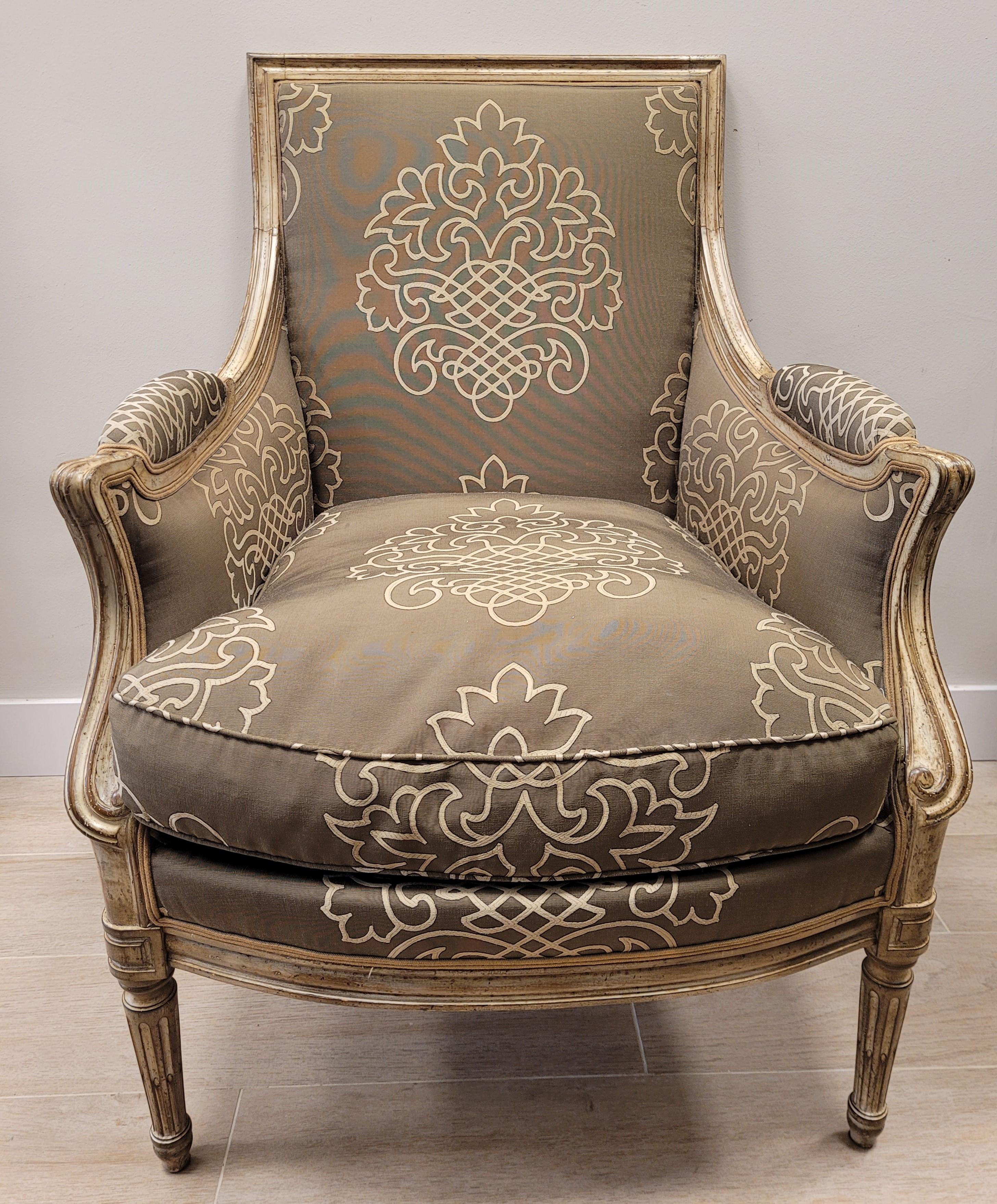 French Armchair off White by Roche Bobois, Kenzo Fabric 4