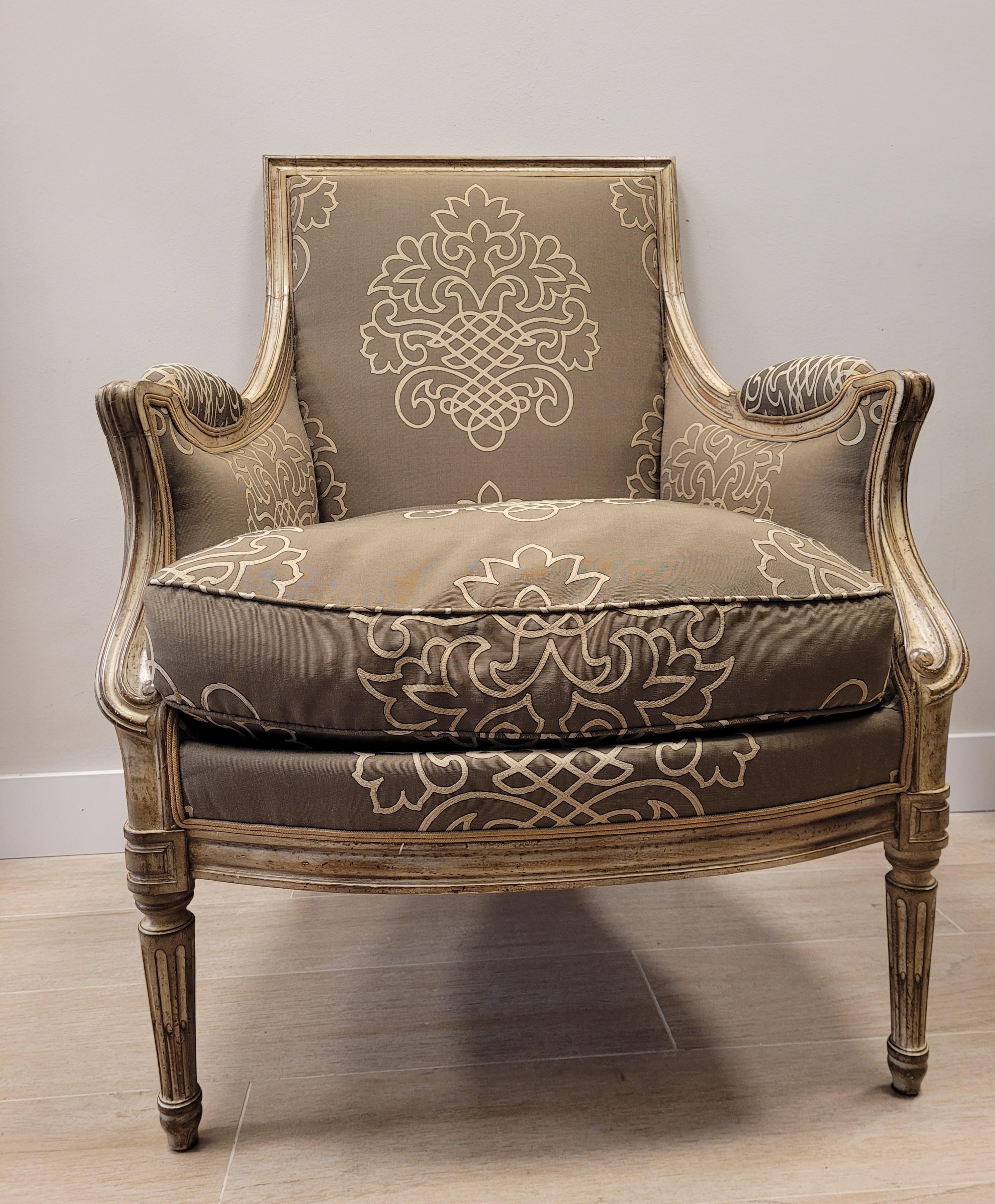 French Armchair off White by Roche Bobois, Kenzo Fabric 3