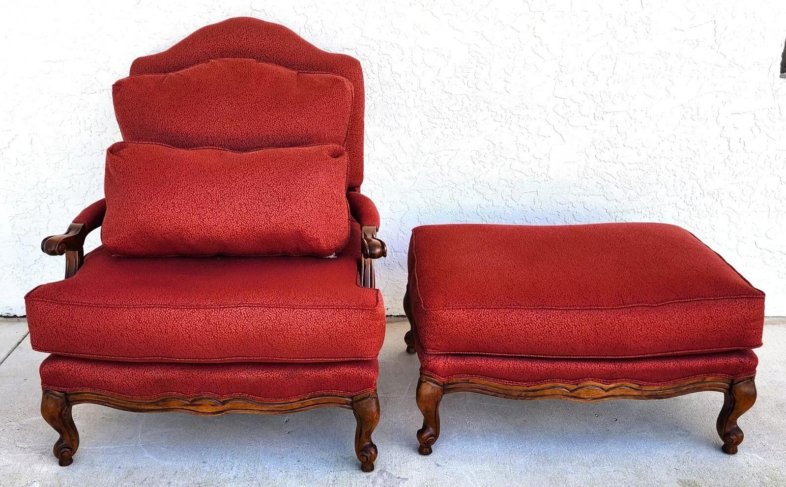20th Century French Armchair & Ottoman For Sale